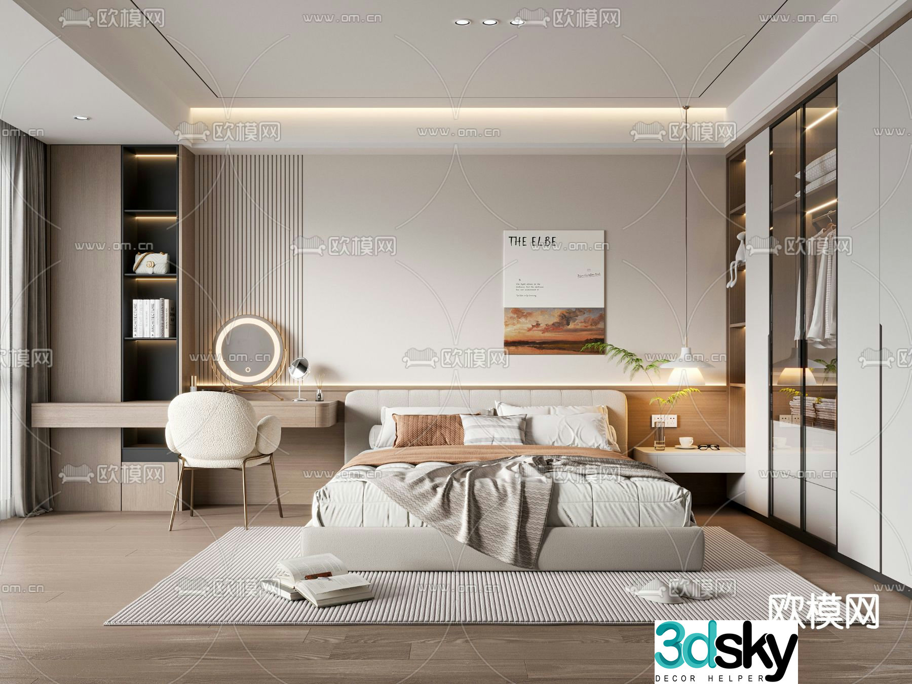 Modern bedroom master room 3d model