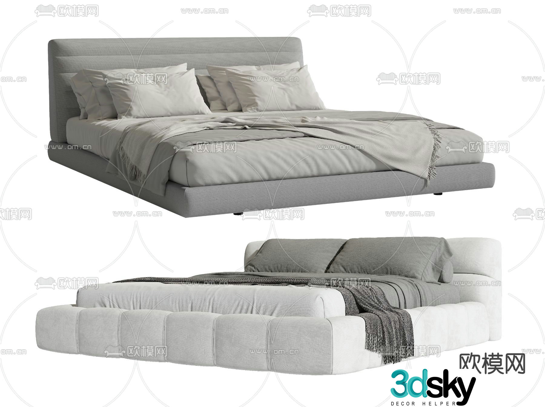 Modern double bed 3d model