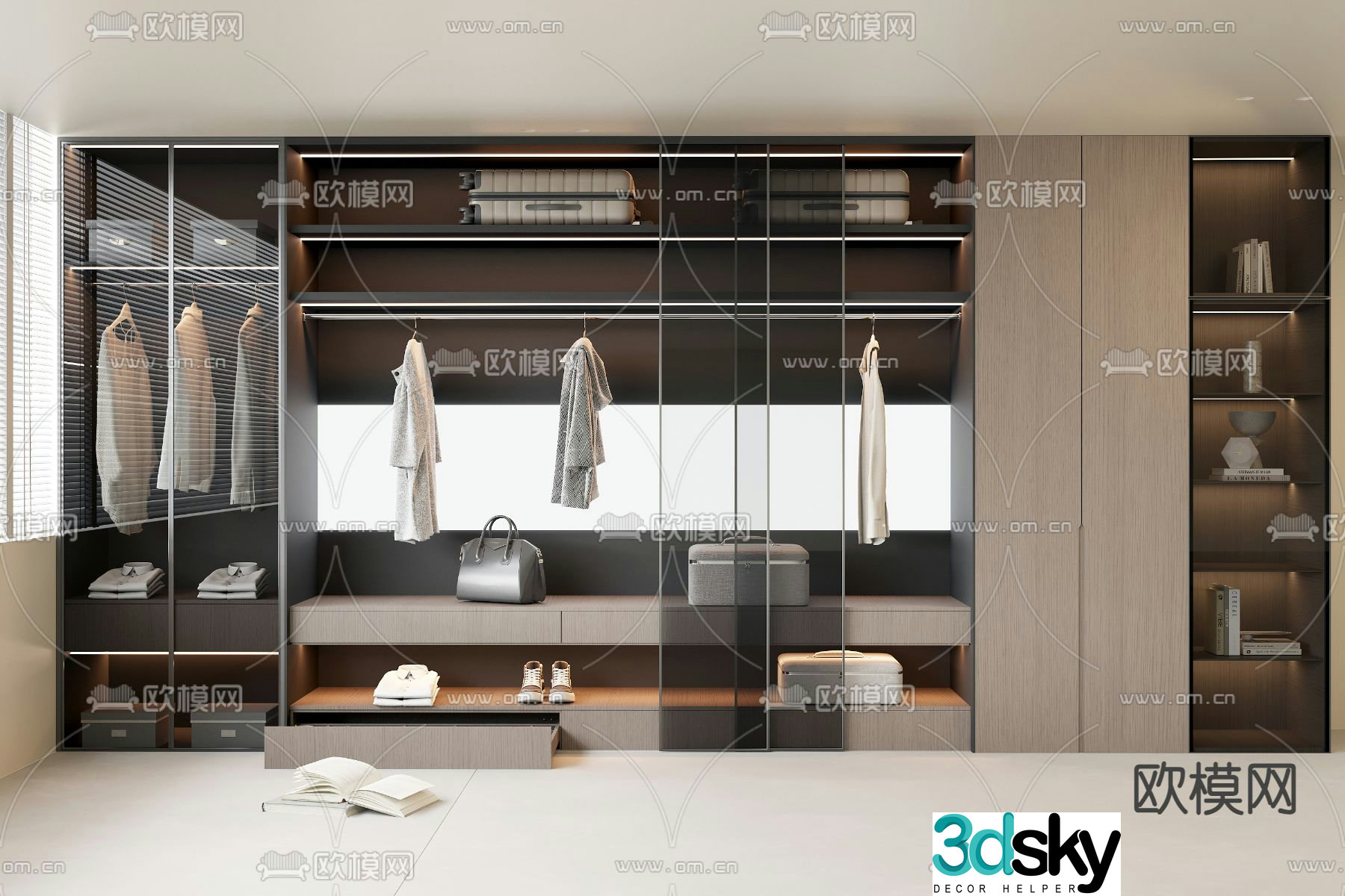 glass door wardrobe wardrobe 3d model
