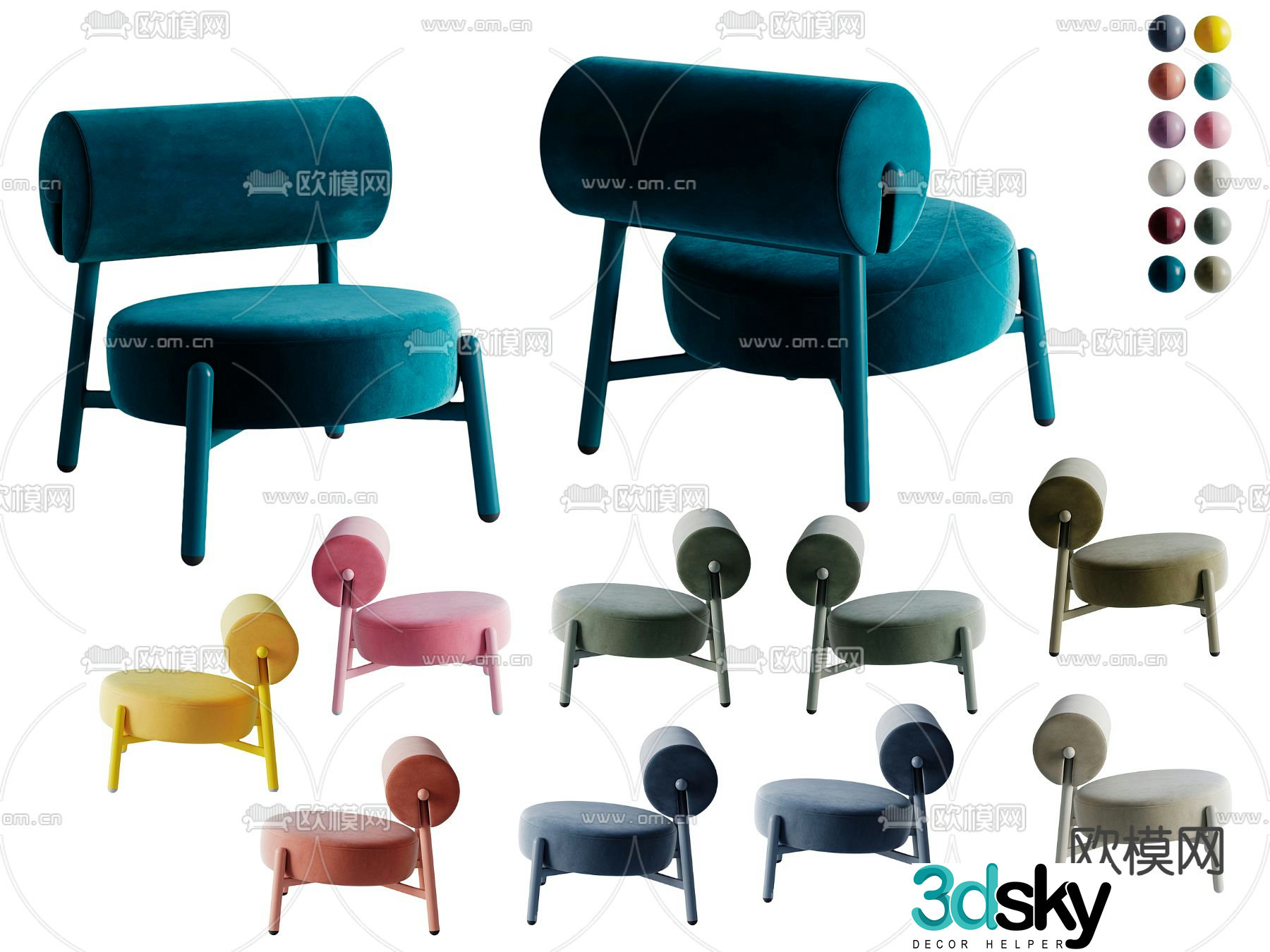 Nordic leisure chair dopamine chair 3d model