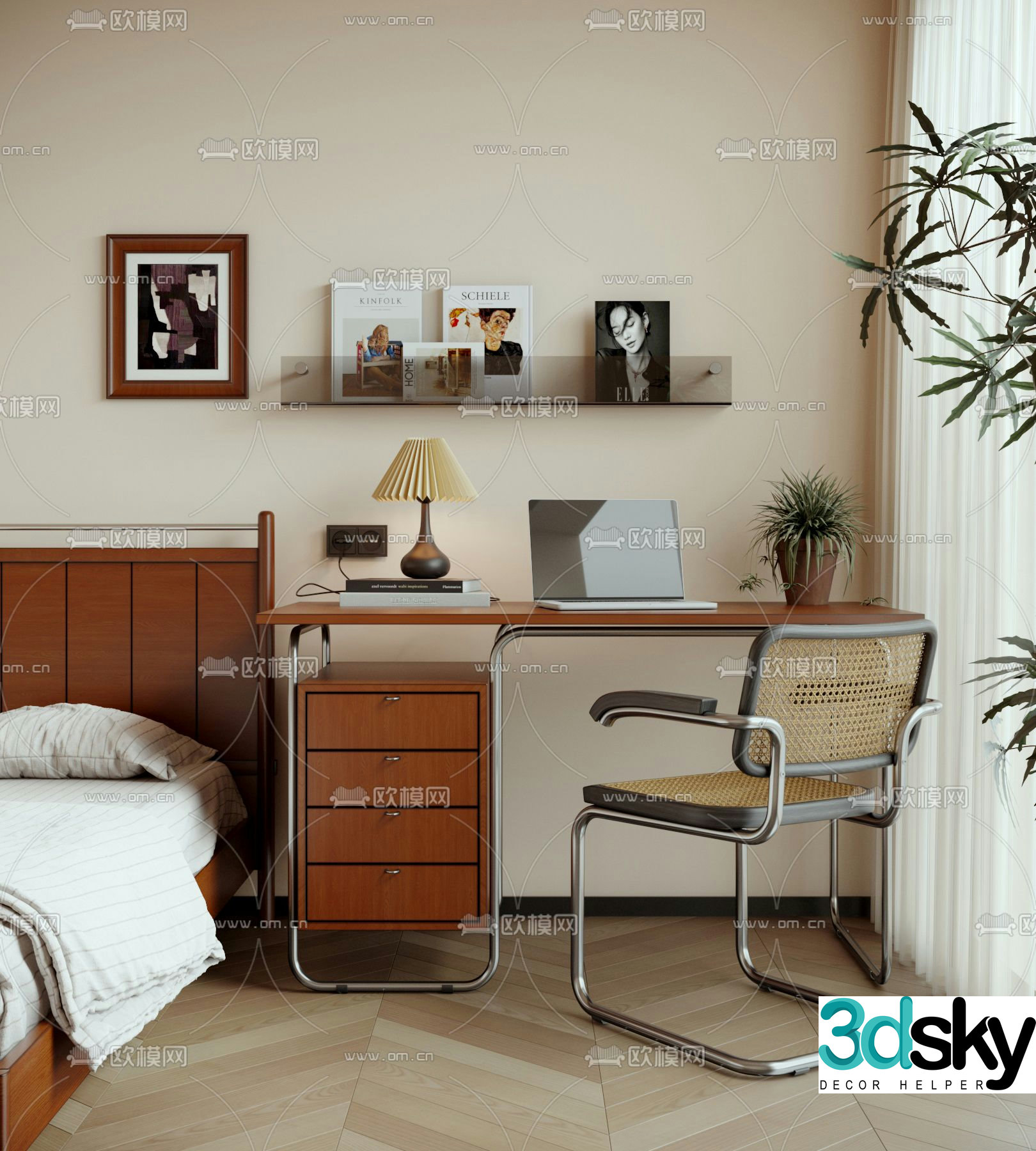 Medieval style desk writing desk computer desk 3d model