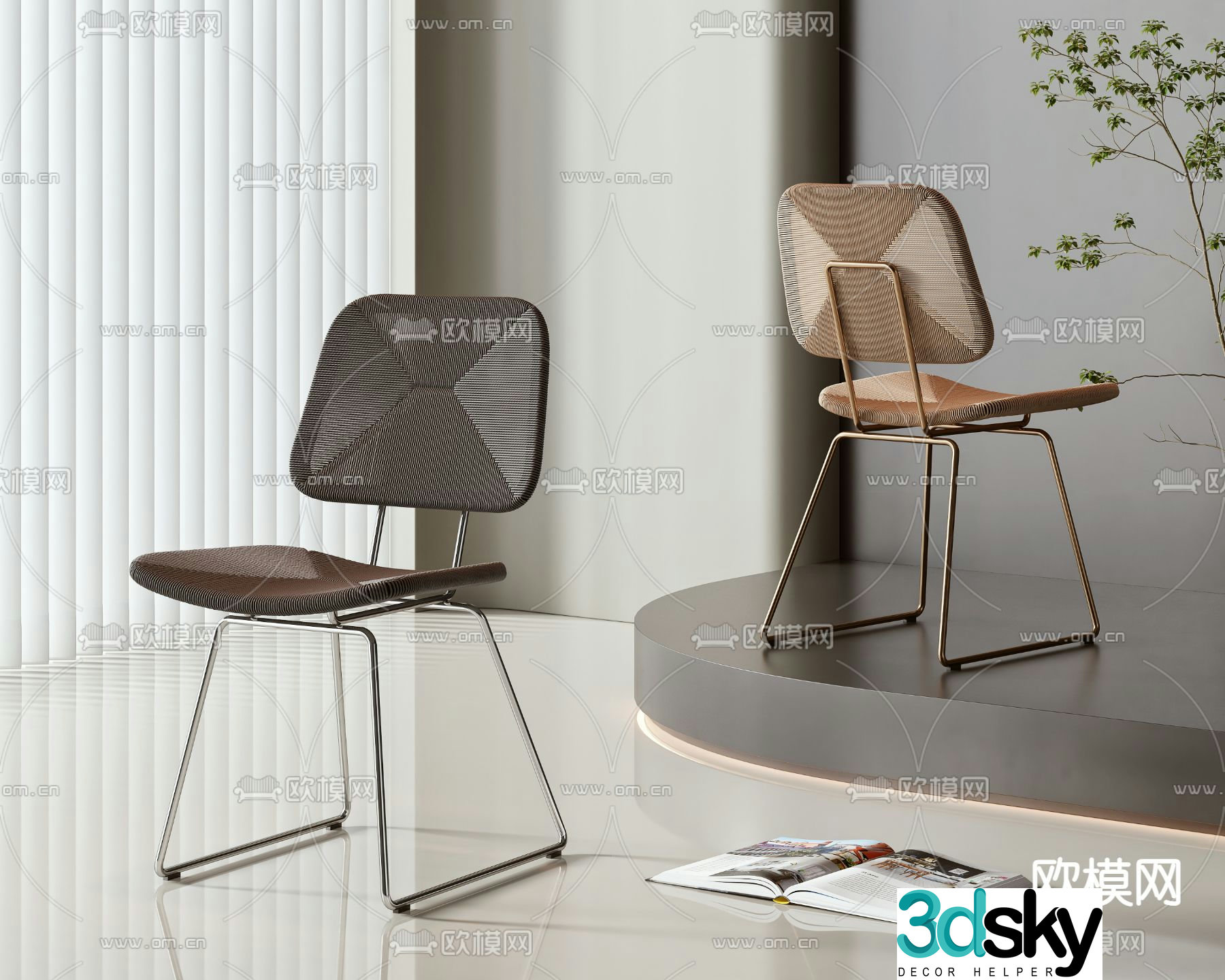 rattan chair dining chair 3d model