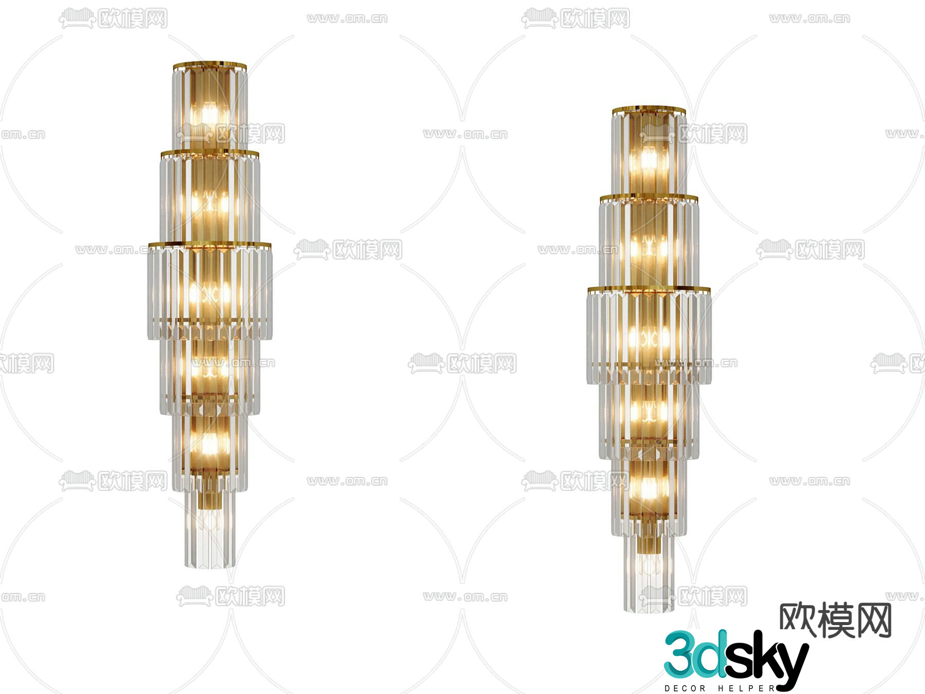 Light luxury crystal wall lamp 3D model