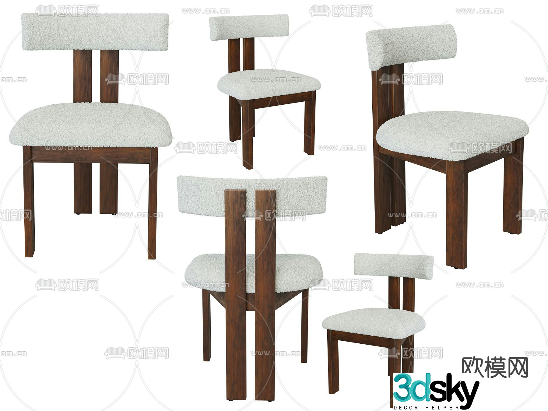 Nordic chair dining chair single chair 3d model