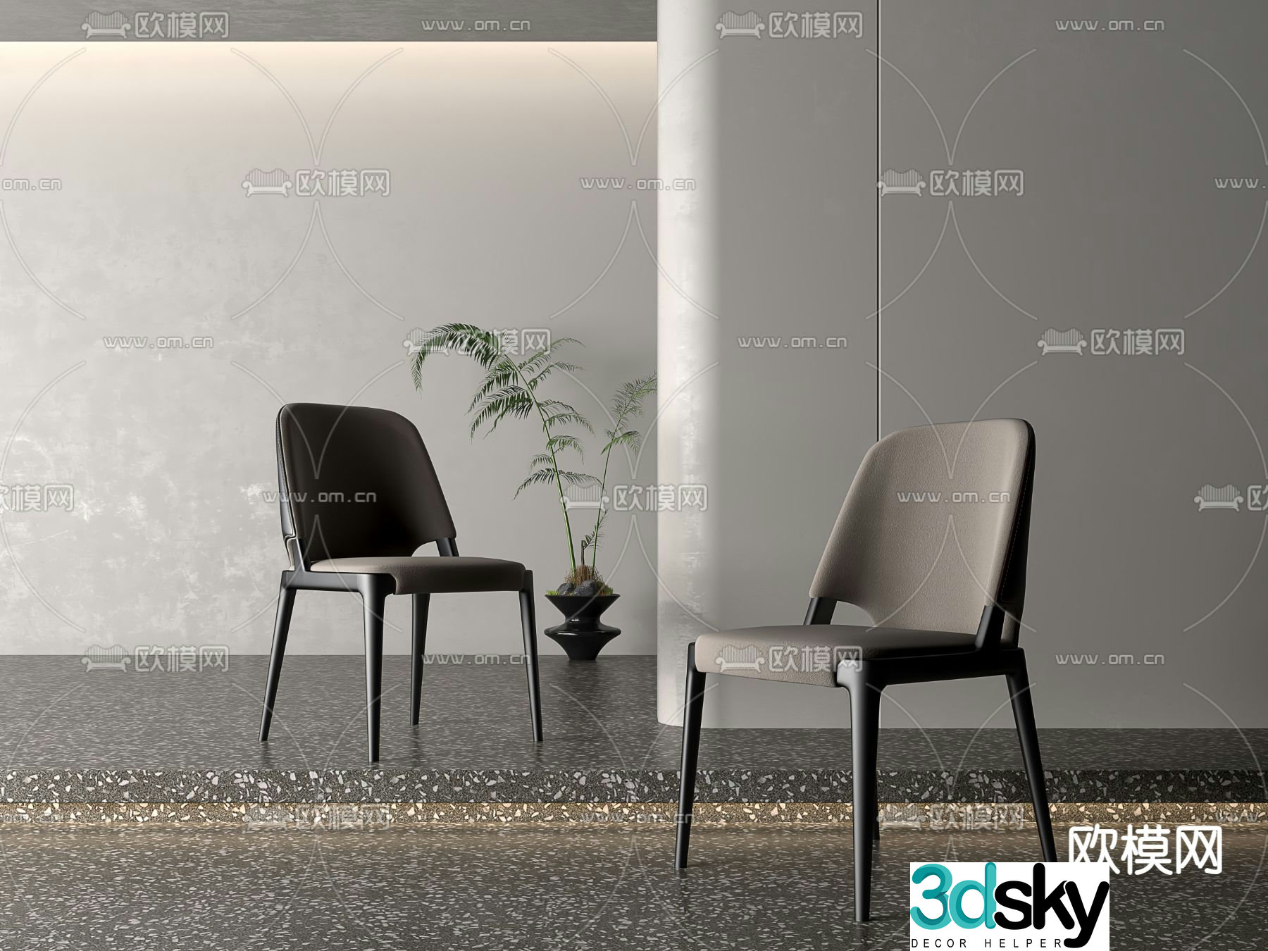 Modern chair dining chair single chair 3d model