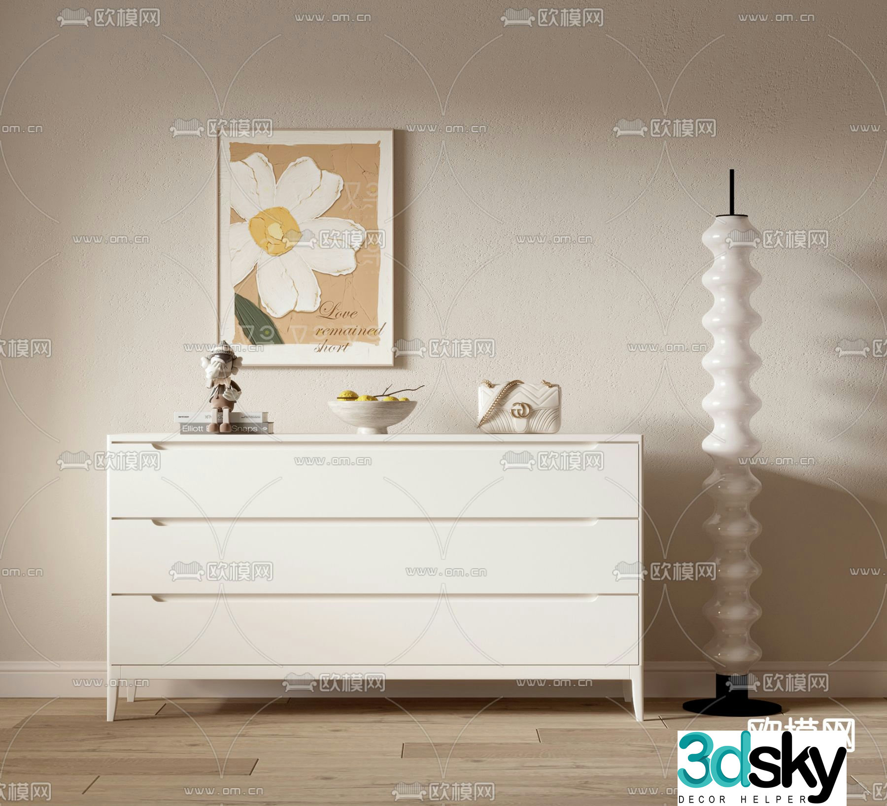Creamy wind side cabinet porch cabinet end view cabinet 3D model