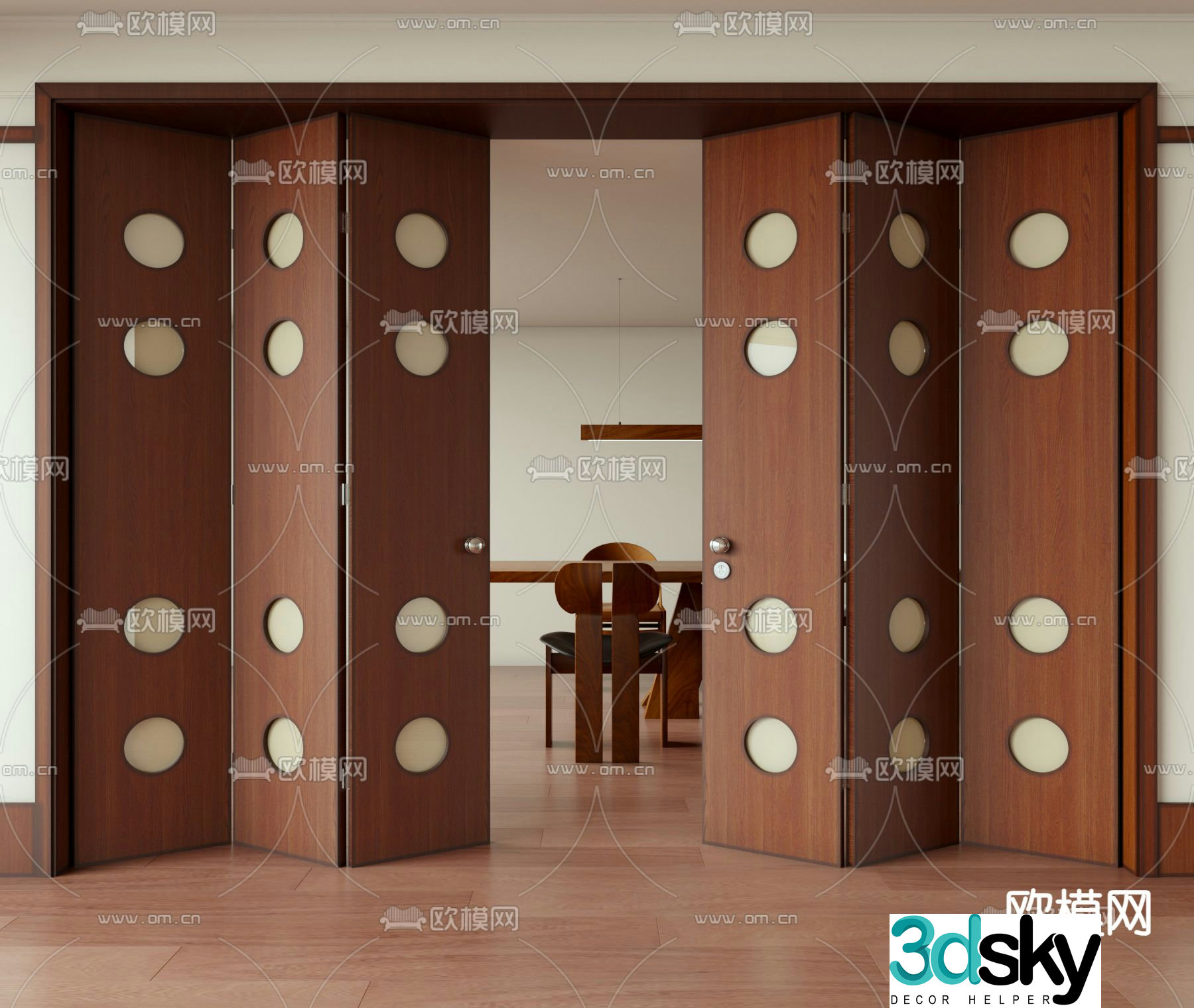 Middle style folding door sliding door sliding door 3d model