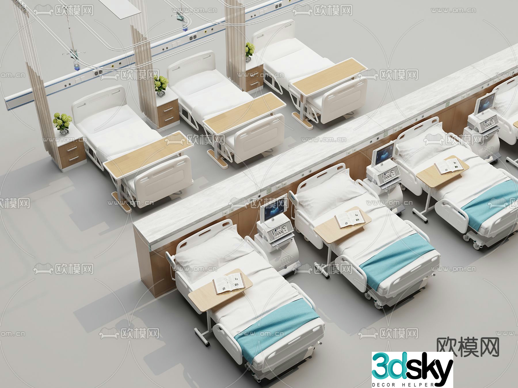 hospital bed nursing bed 3d model