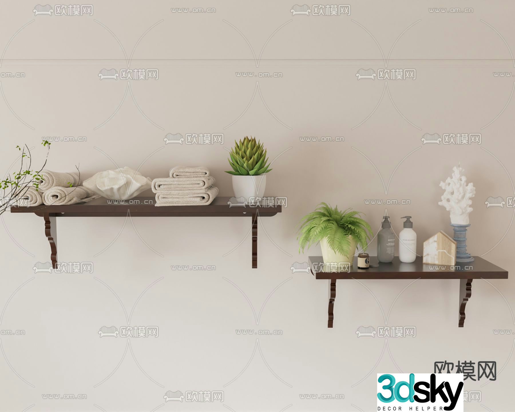 Layered wall shelf 3D model