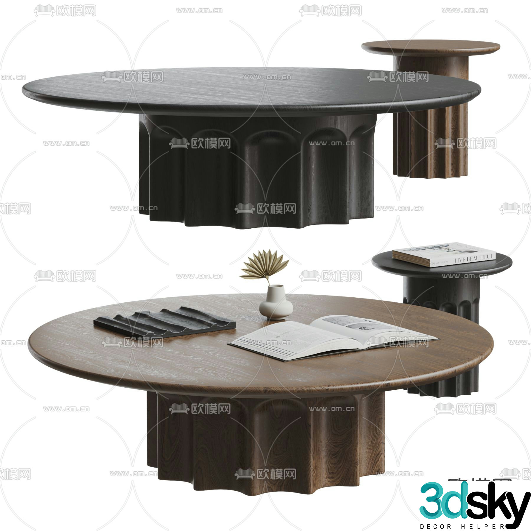 Medieval style coffee table mother-in-law coffee table 3d model