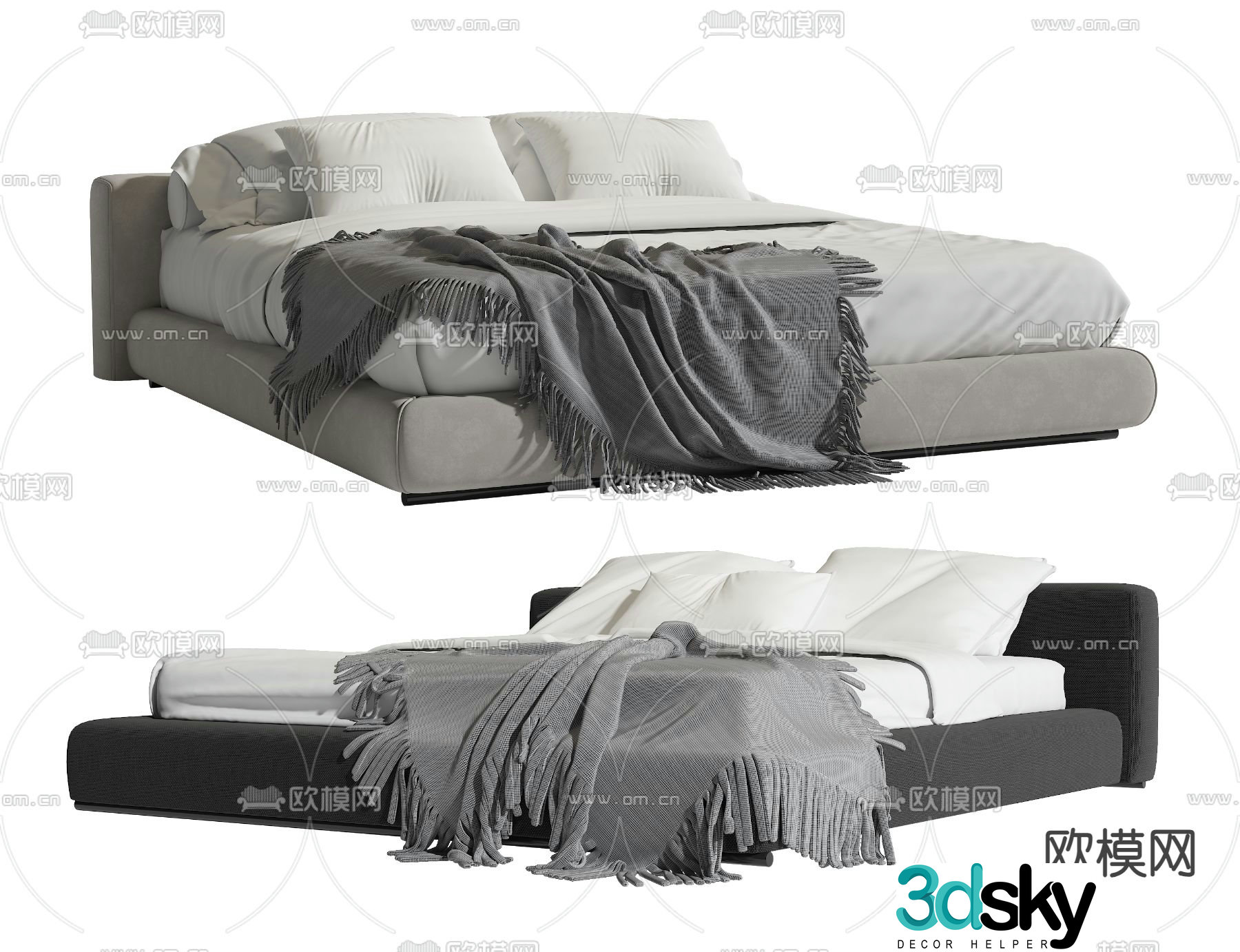 Modern double bed 3d model