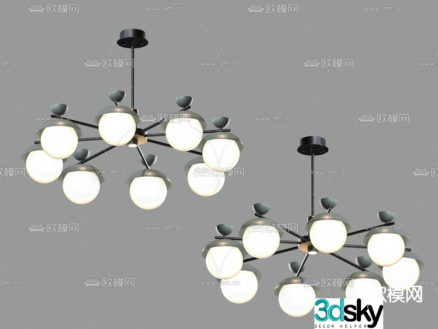 Multi-head chandelier Hall chandelier 3d model