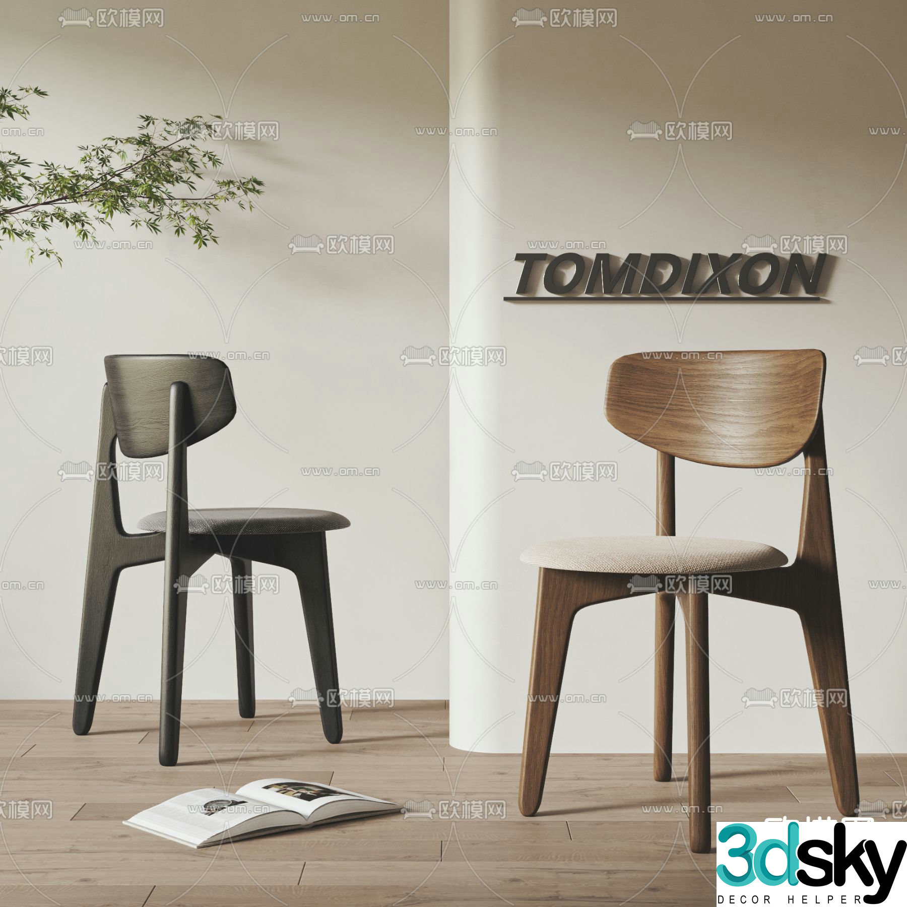 TOMDIXON wabi-sabi chair dining chair 3d model