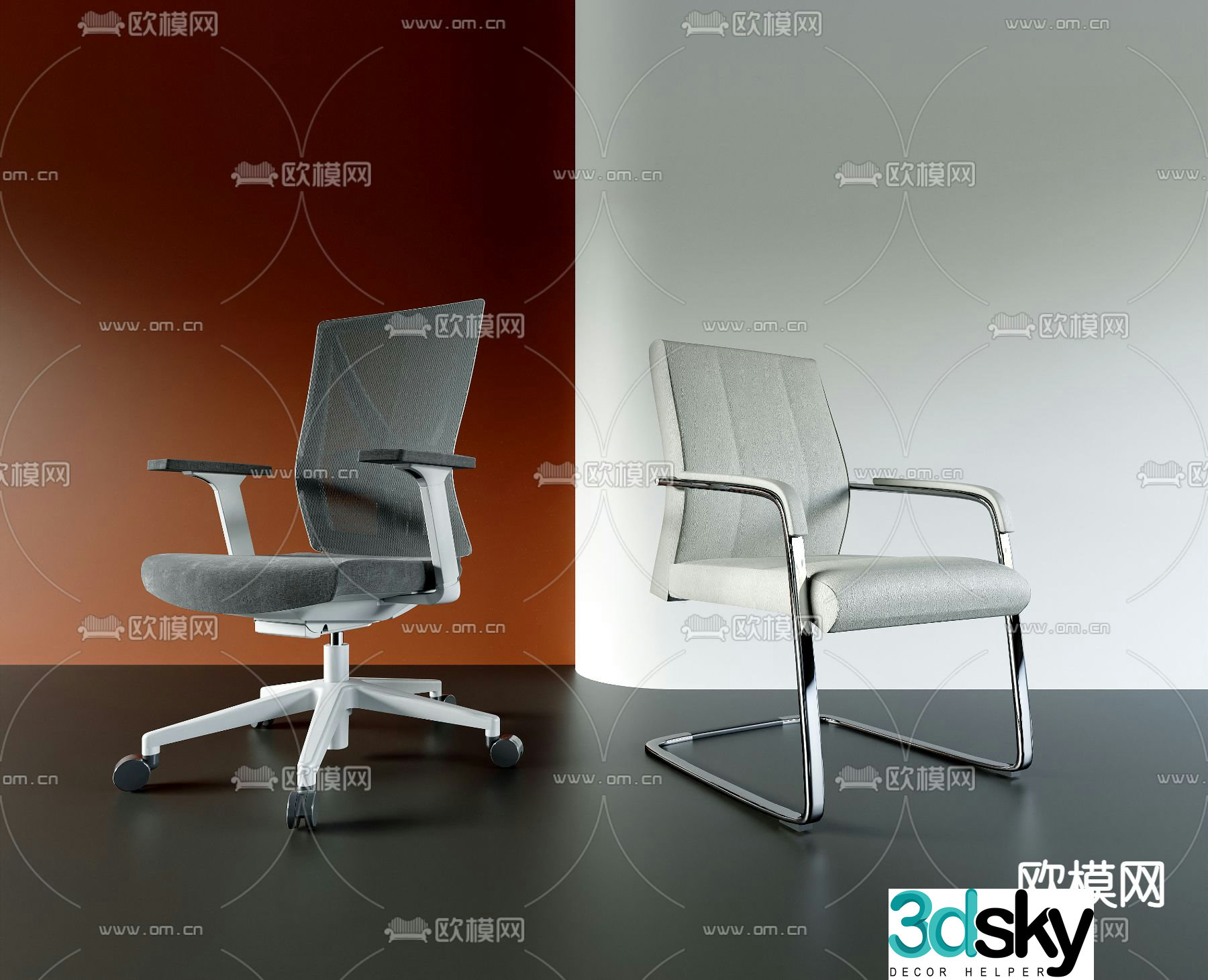 Mesh office chair shift chair staff chair 3D model