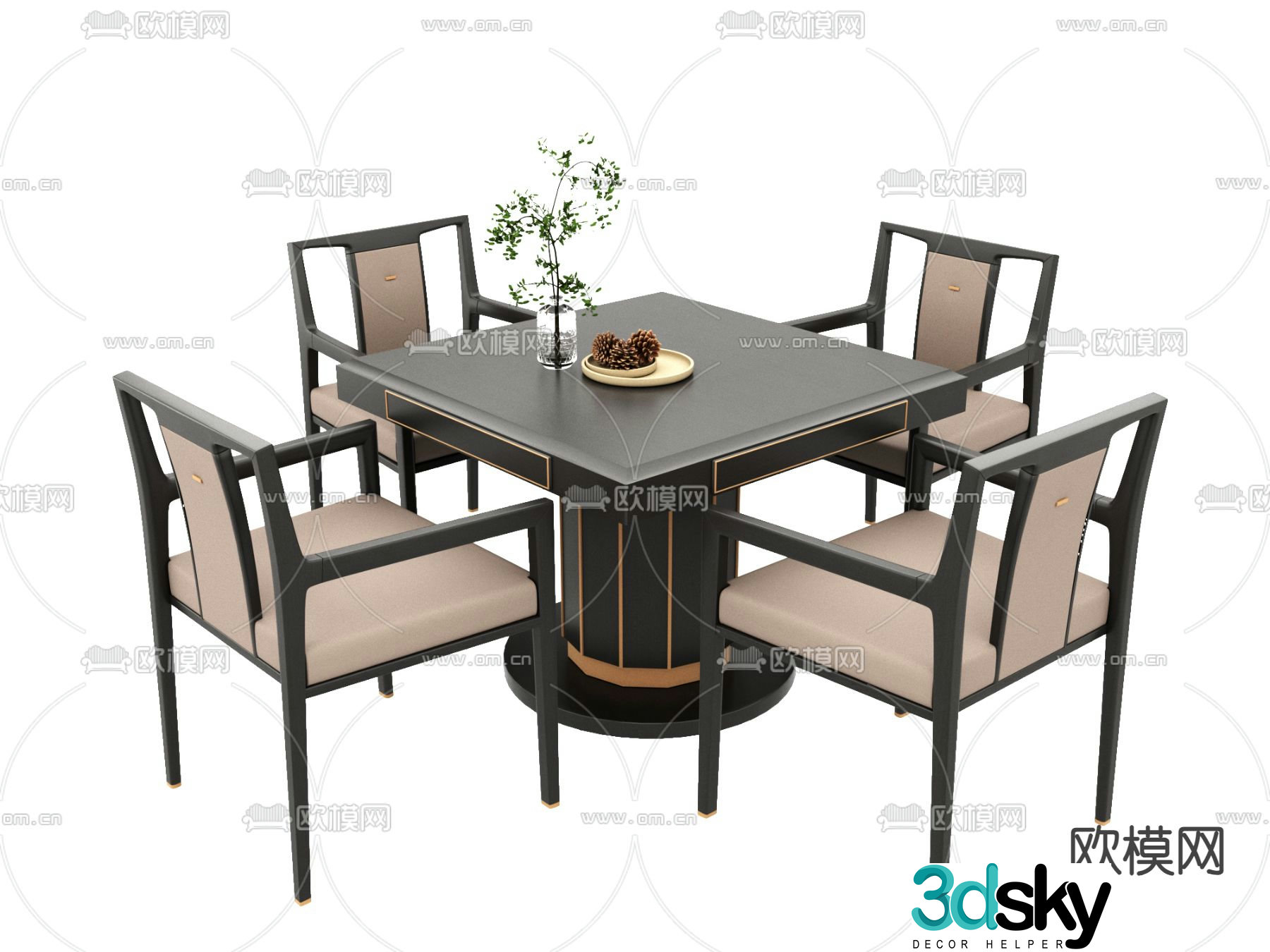 New Chinese style mahjong table chess and card table 3d model