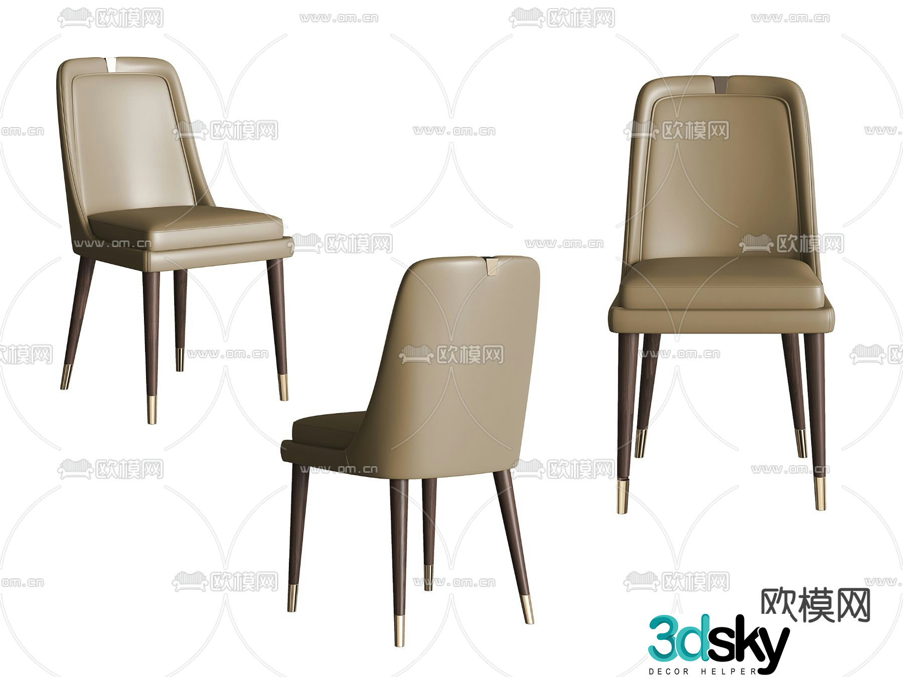 Leather chair single chair dining chair 3d model