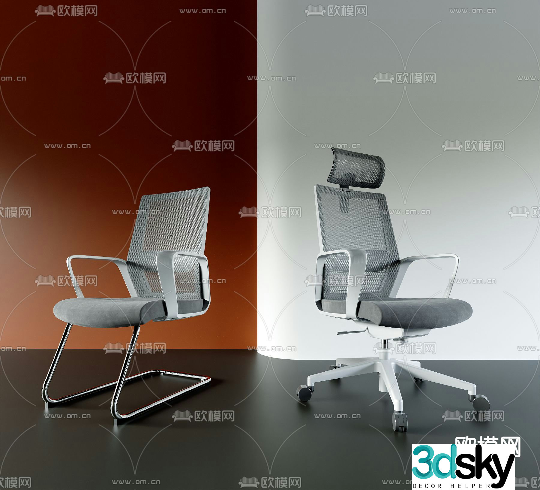 Mesh office chair shift chair staff chair boss chair 3D model