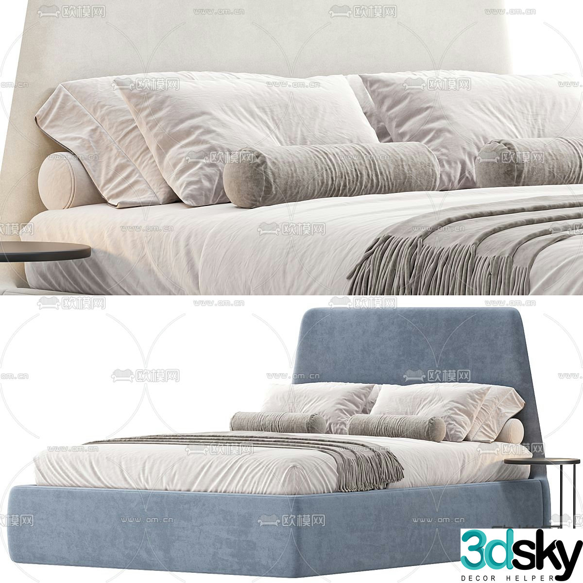 Nordic double bed 3d model