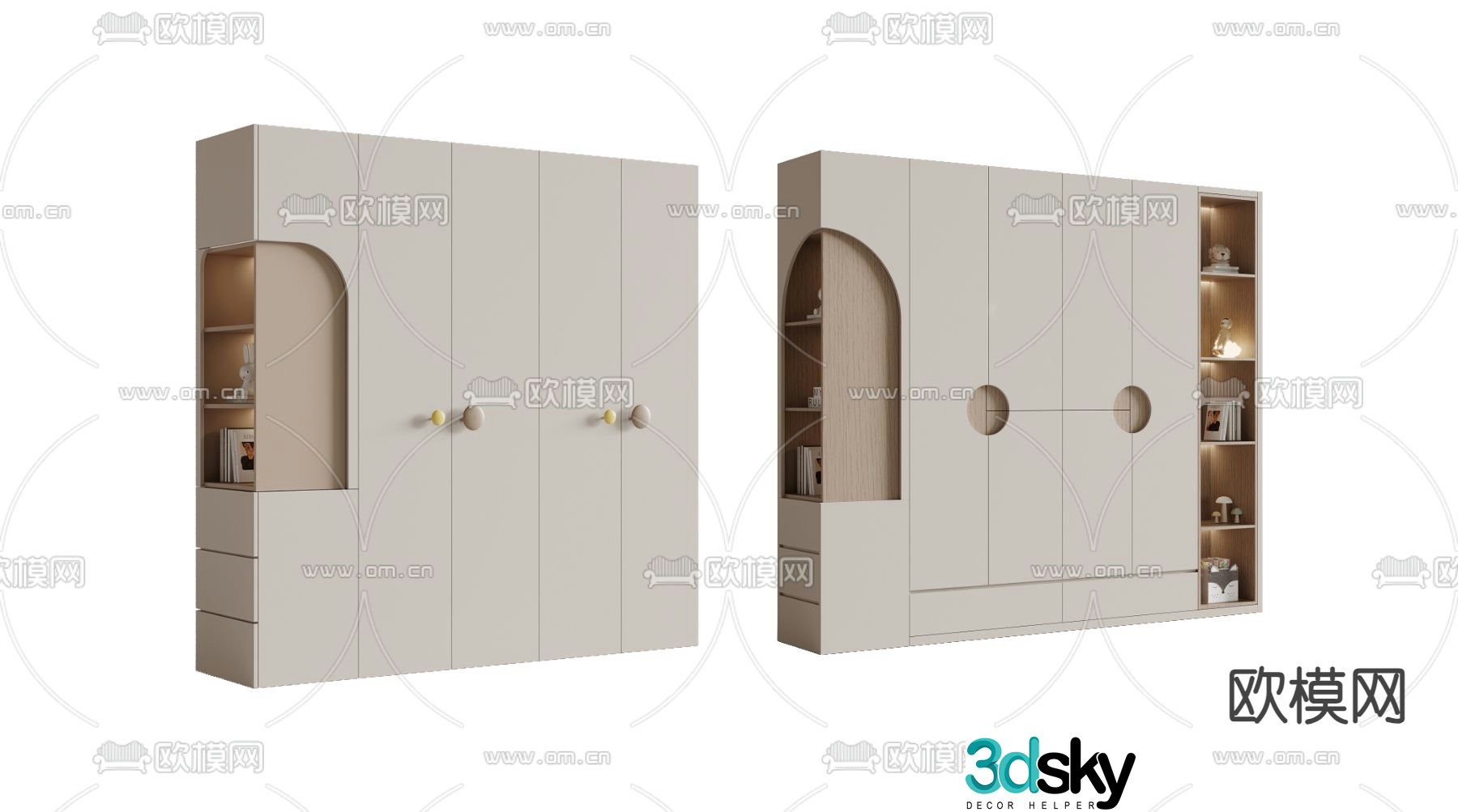 Cream style wardrobe wardrobe 3d model