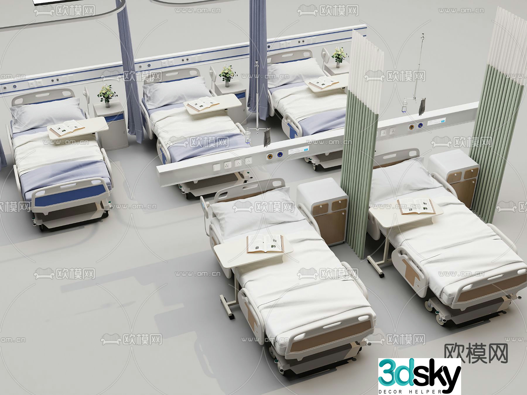 hospital bed nursing bed 3d model
