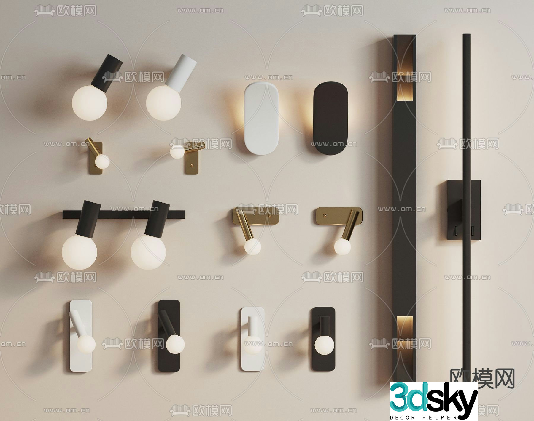 Simple wall light linear wall light wall light 3d model