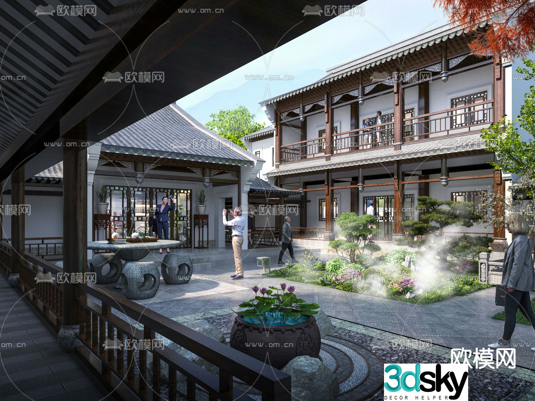 Villa interior garden landscape 3D model