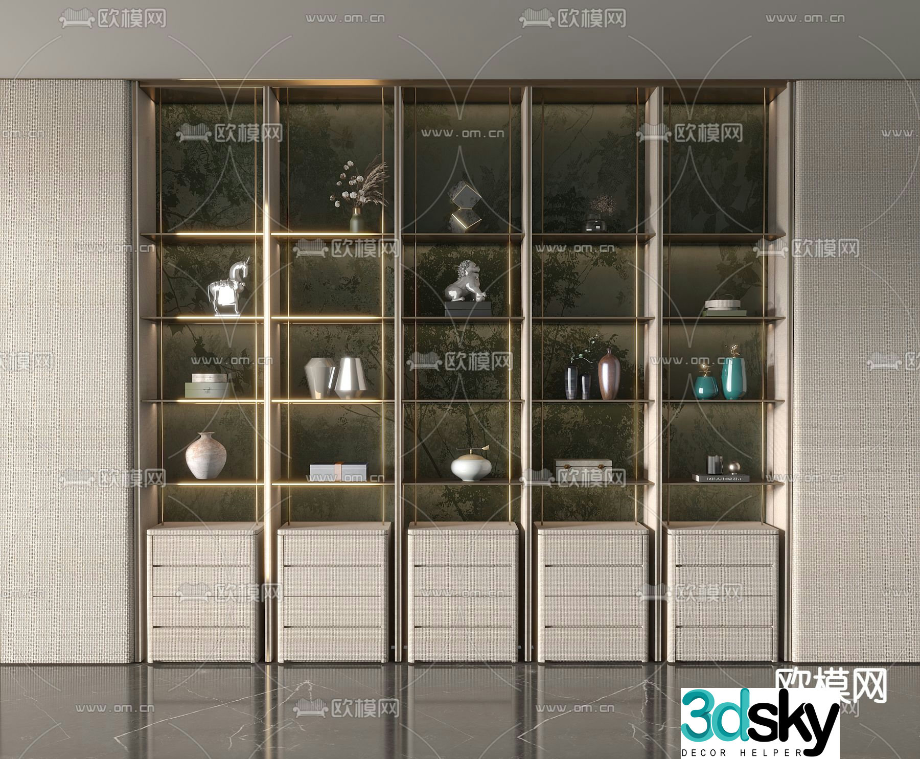 New Chinese style decorative cabinet display cabinet 3d model