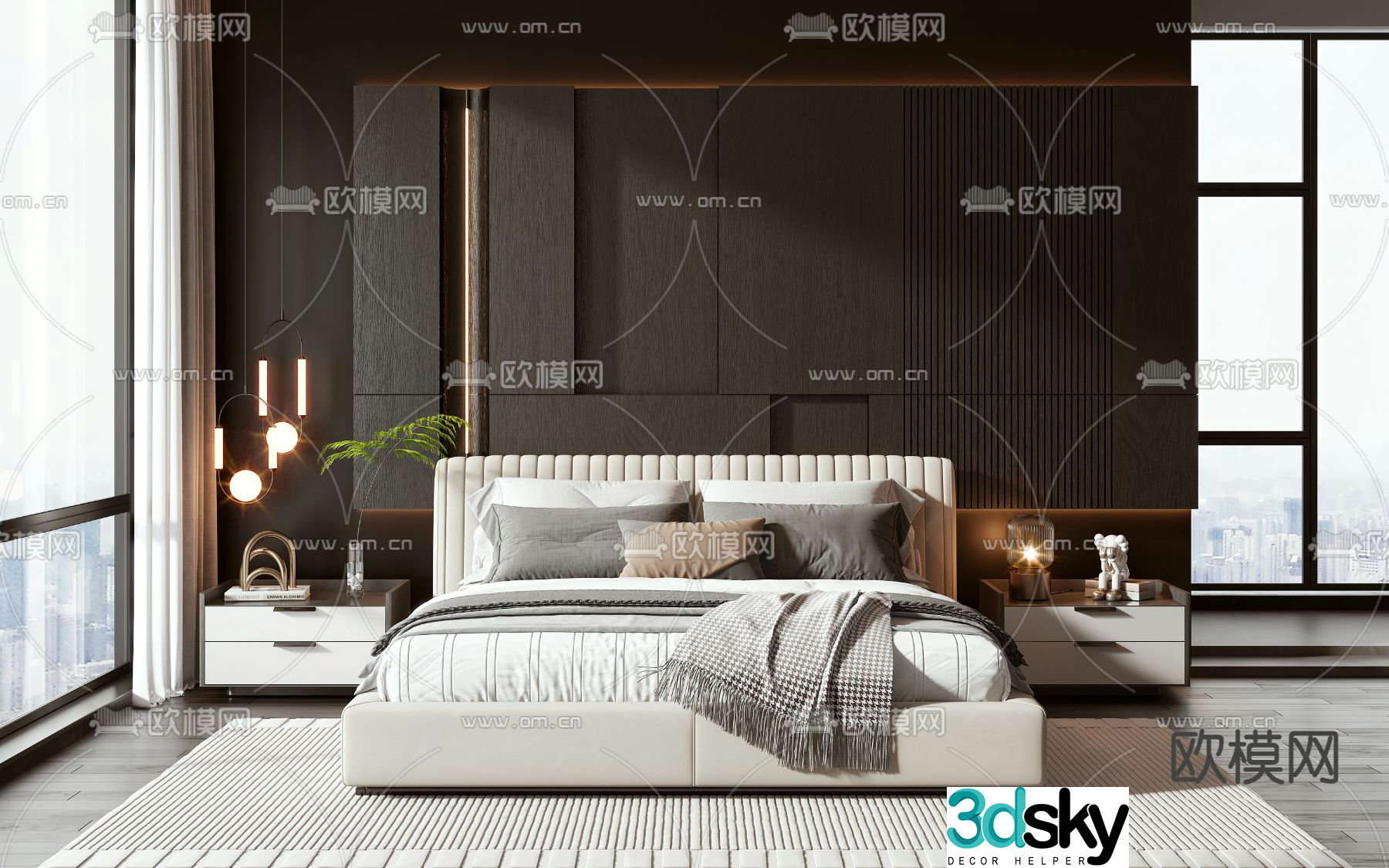 Modern double bed 3d model