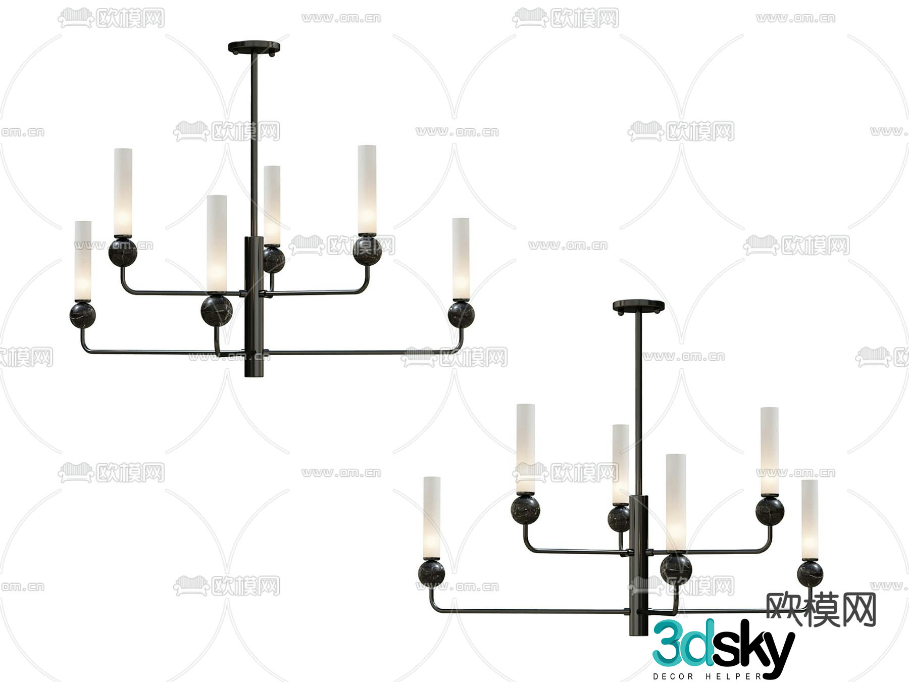 Multi-head chandelier Hall chandelier 3d model