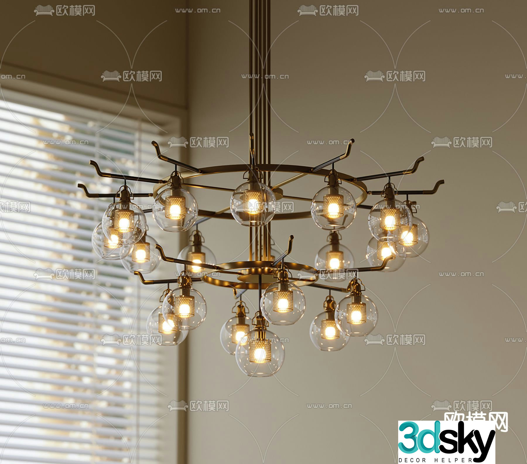 Industrial style chandelier double layer chandelier 3d model