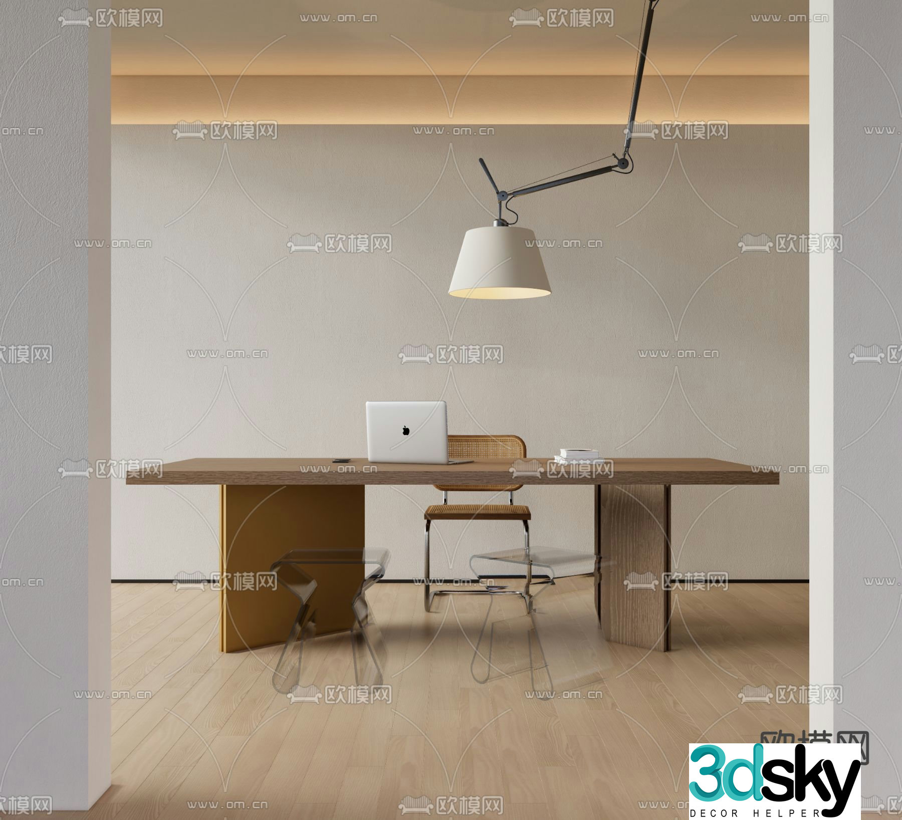 Modern desk writing desk computer desk 3d model