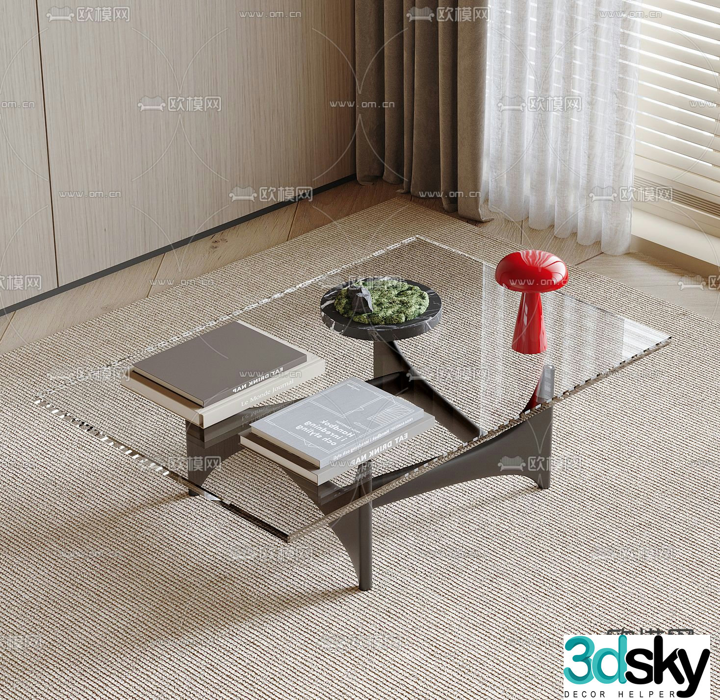 Glass coffee table 3d model
