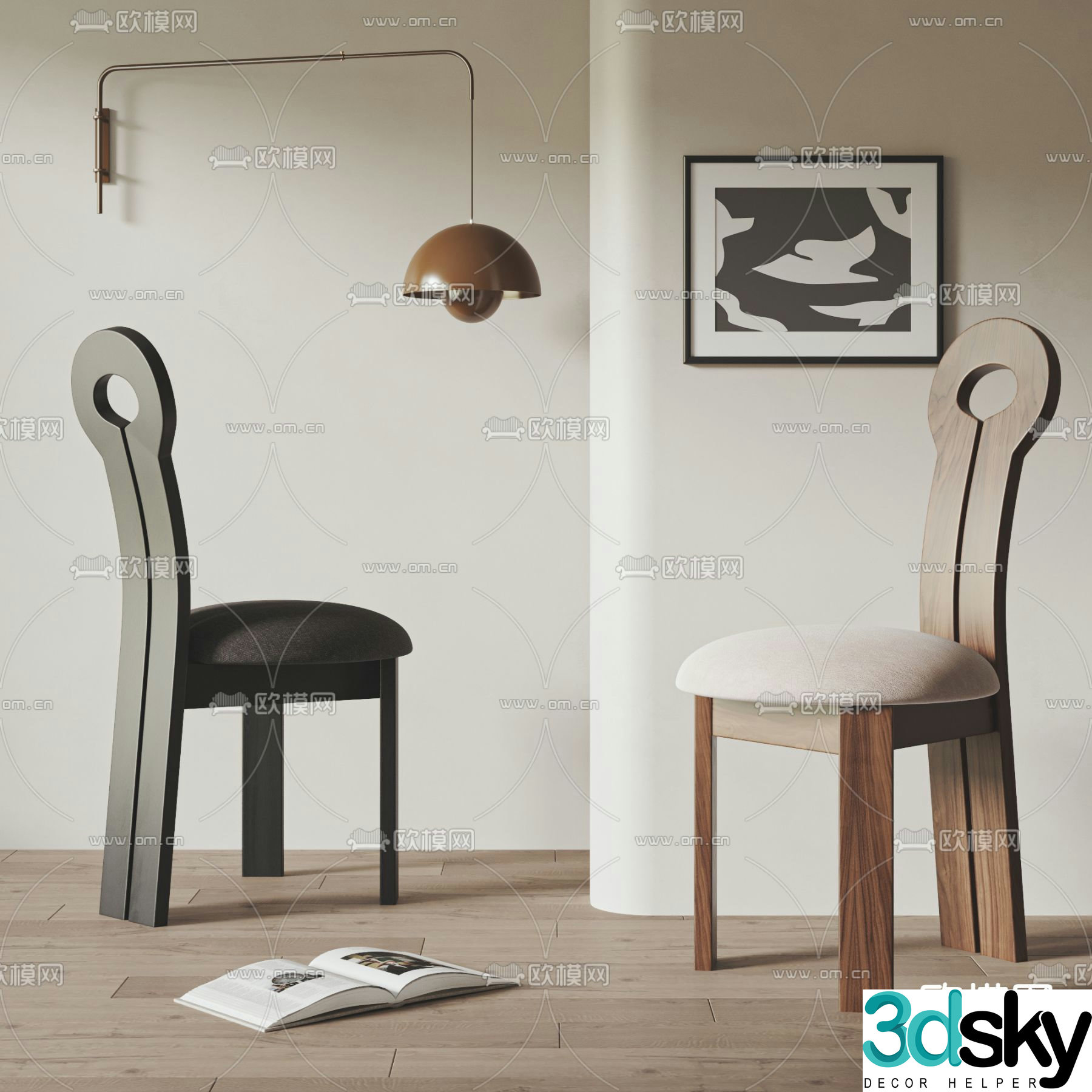 Wabi-sabi chair dining chair 3d model