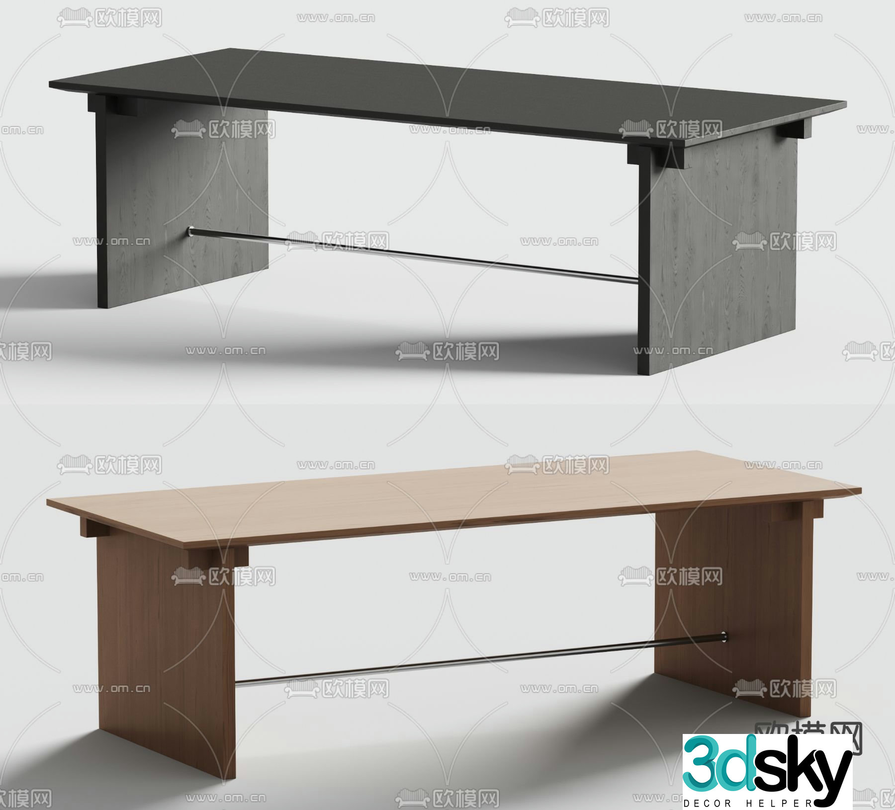 Panton long dining table 3d model