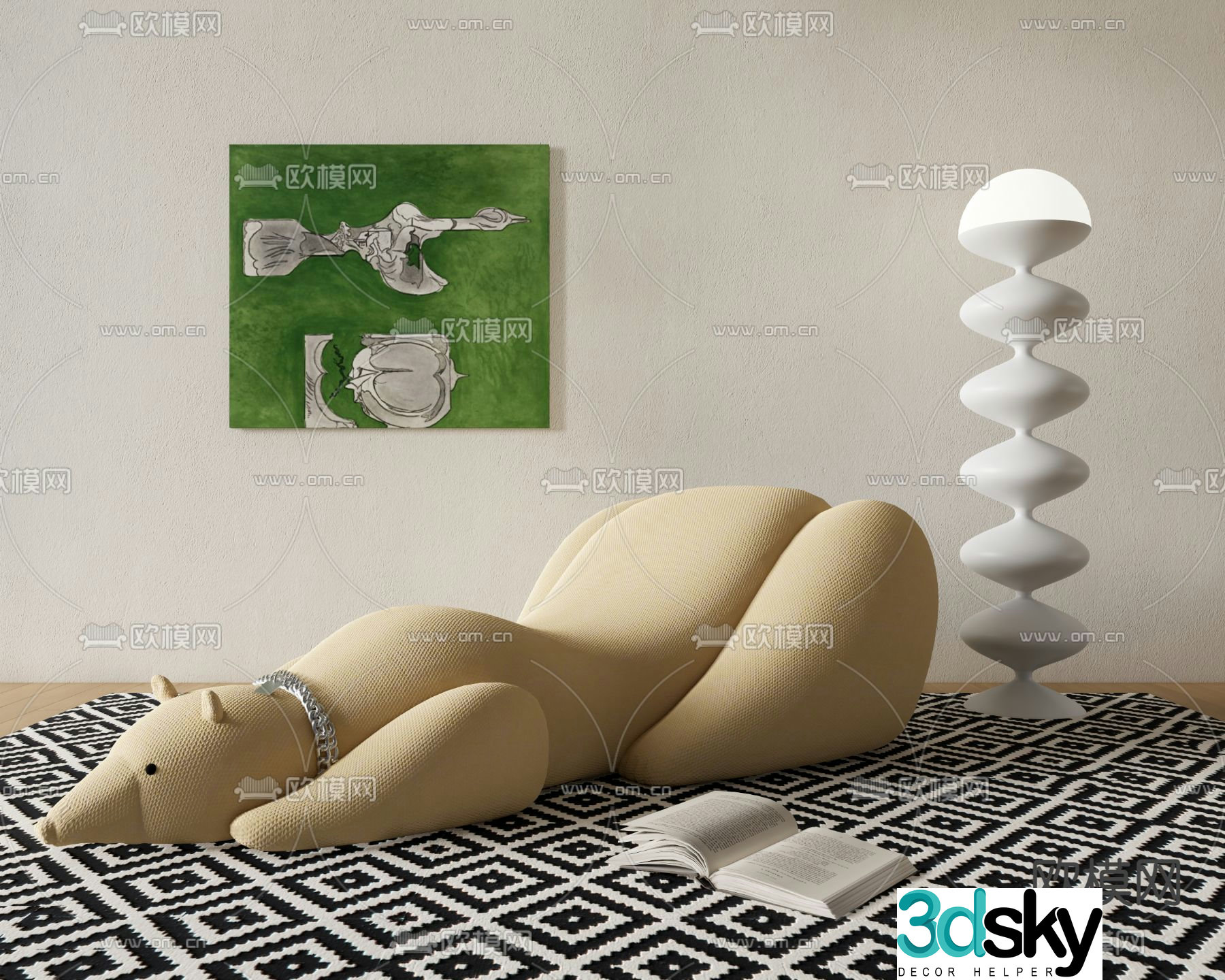 Polar bear sofa beanbag sofa 3d model