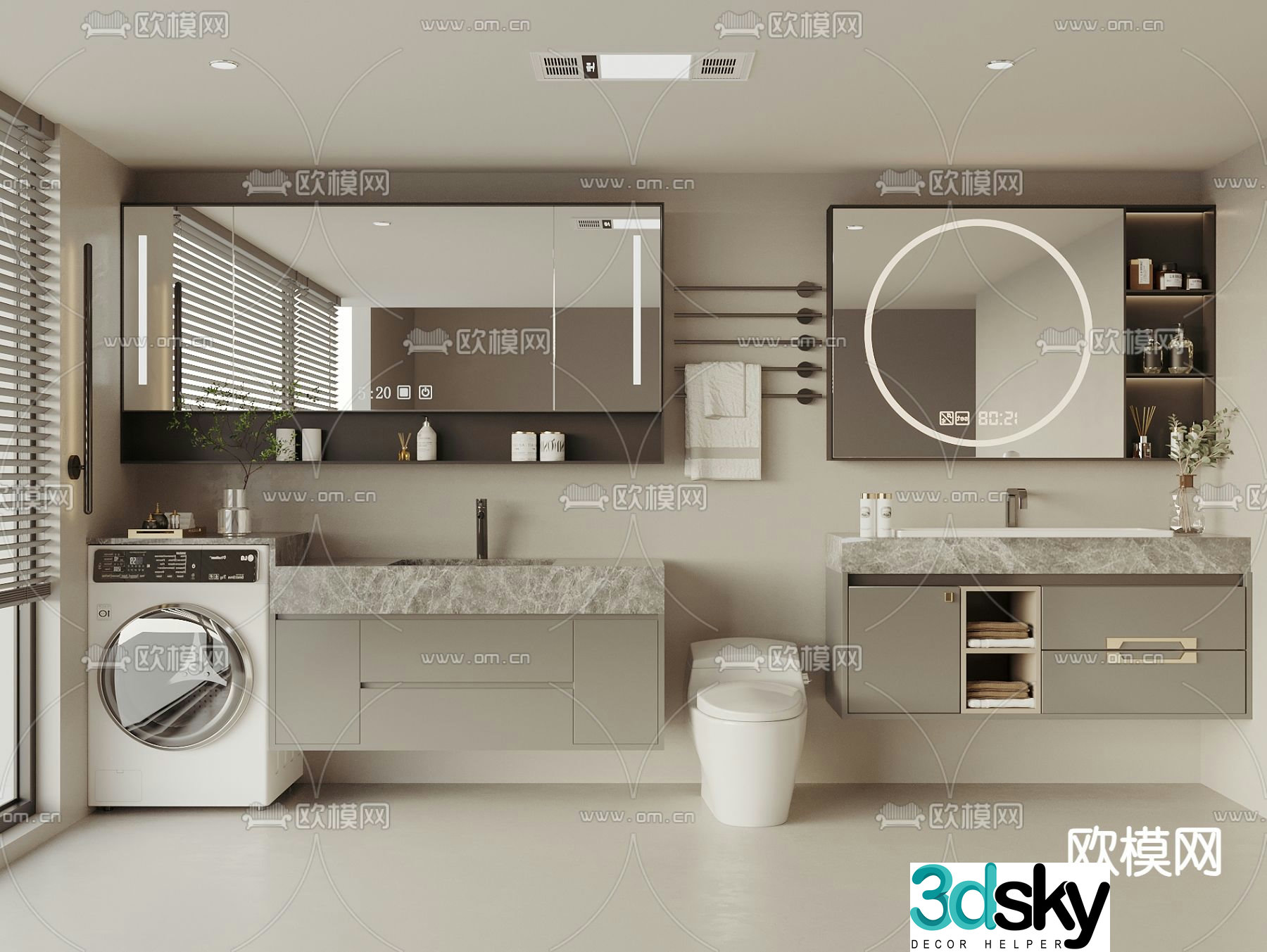 Bathroom cabinet washing machine cabinet 3d model
