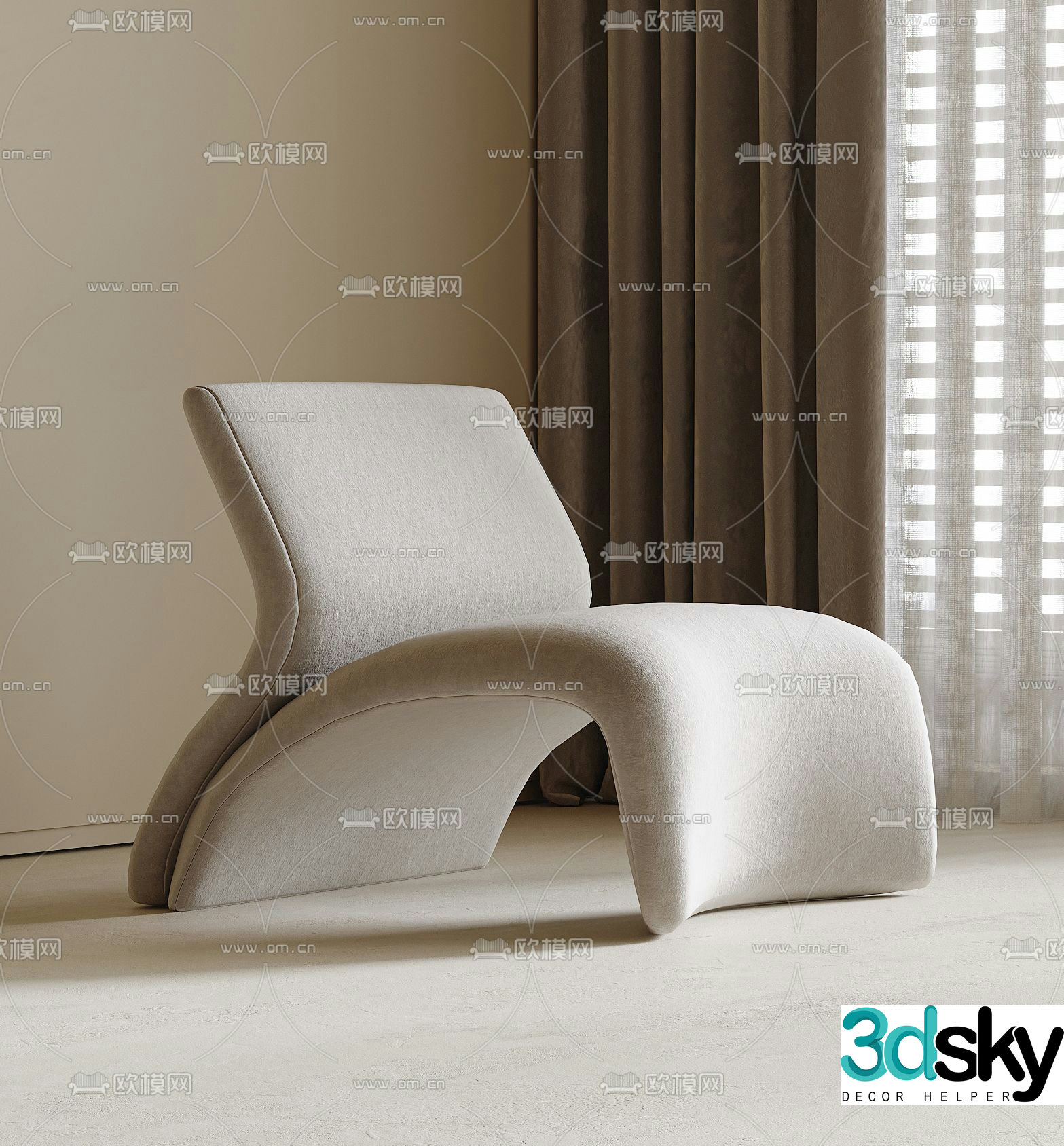 Curved chair leisure chair 3d model