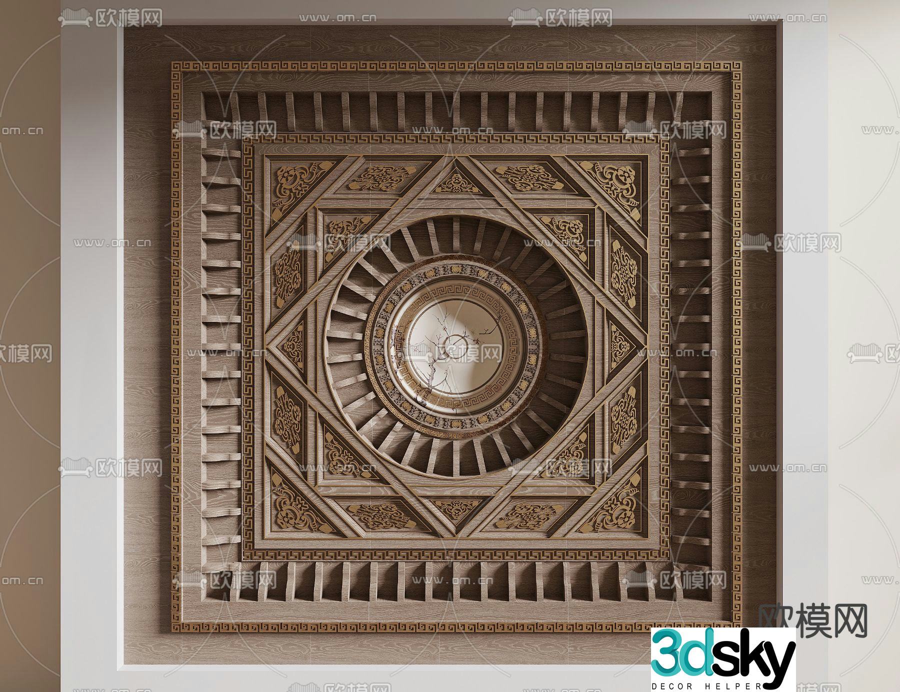 Relief ceiling carved ceiling 3d model ceiling