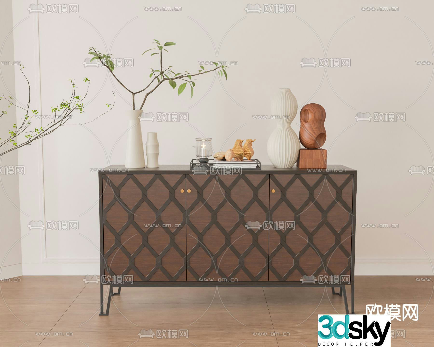 Side cabinet entrance cabinet end view cabinet 3D model