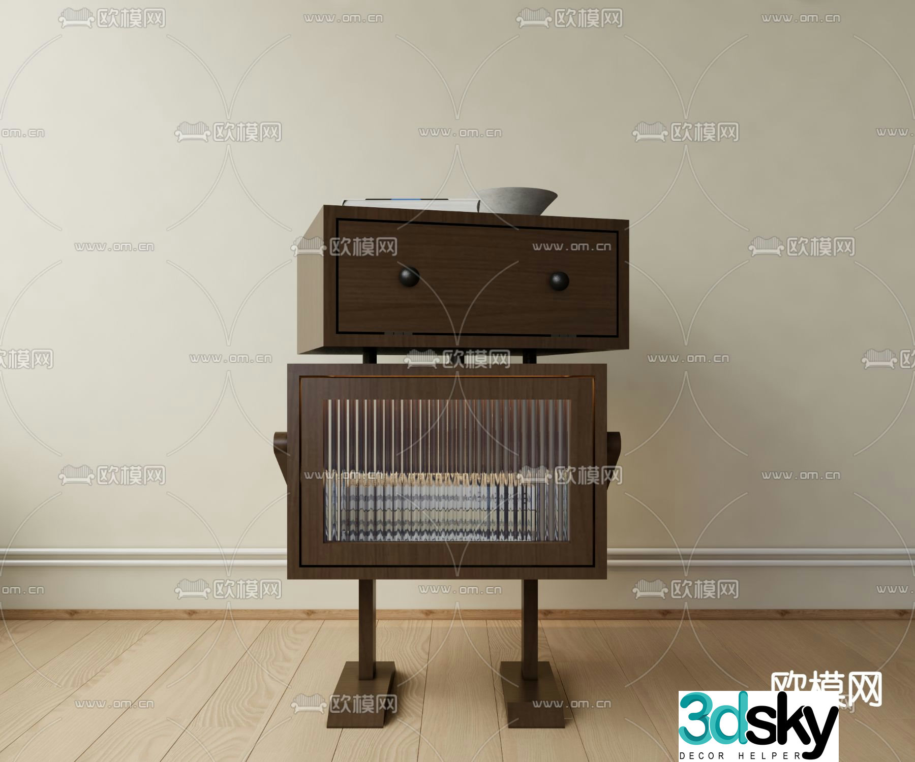 Wabi-sabi style bedside table robot bedside table 3d model