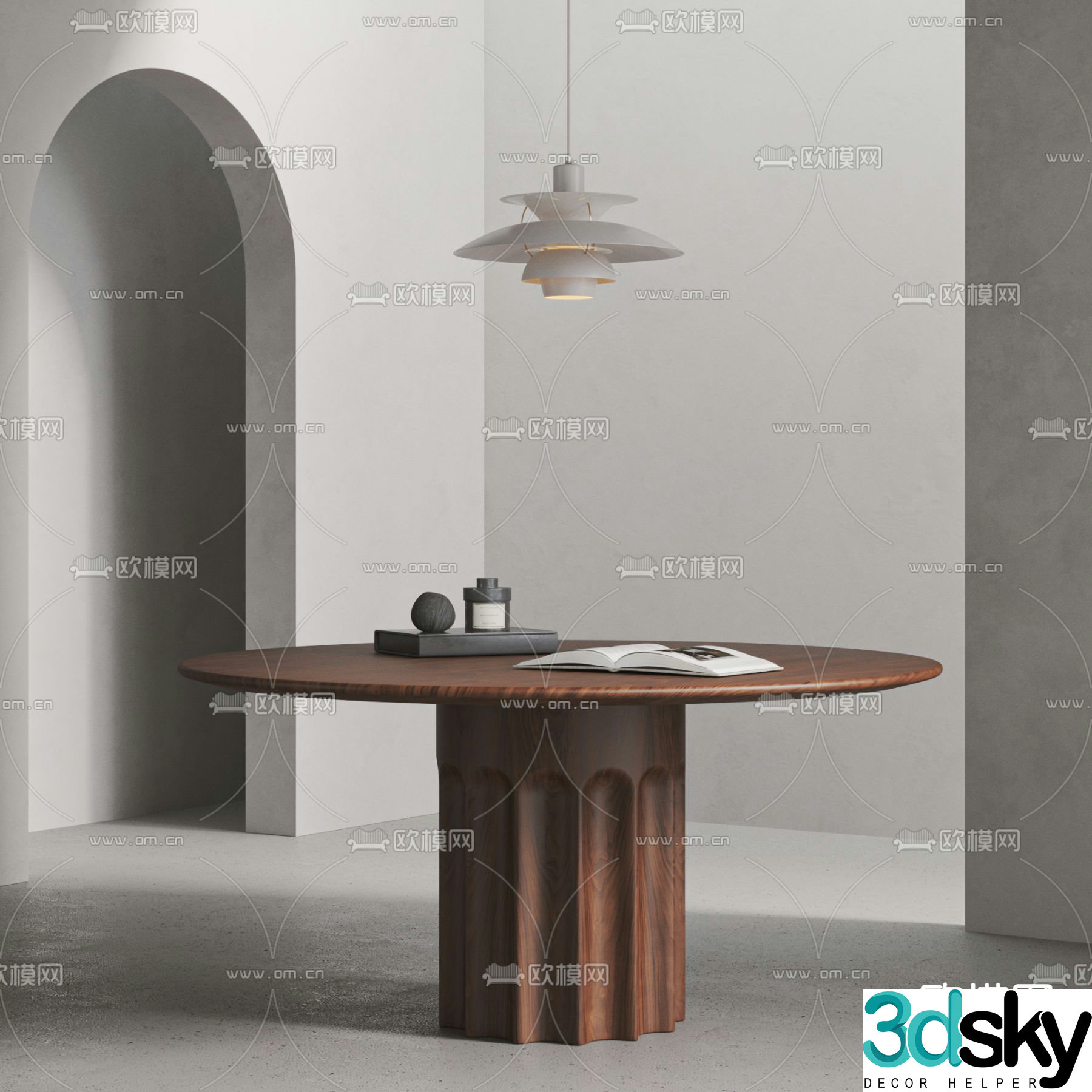 Medieval style round dining table 3D model