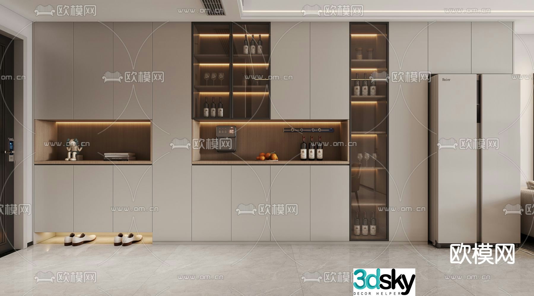 Modern wine cabinet shoe cabinet 3d model