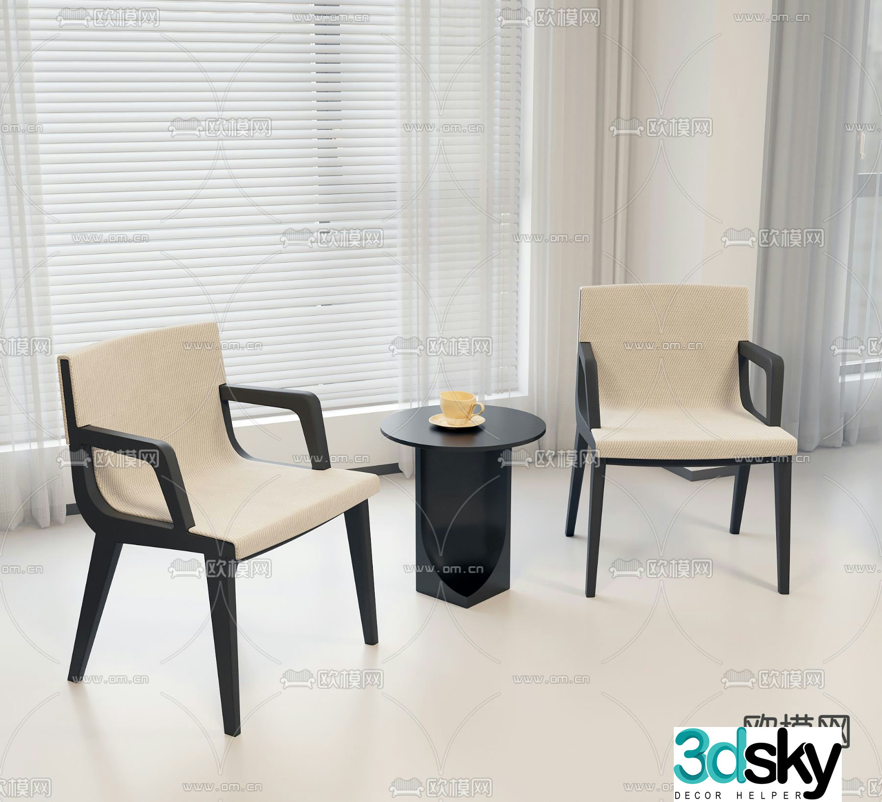 Leisure chair corner table 3d model