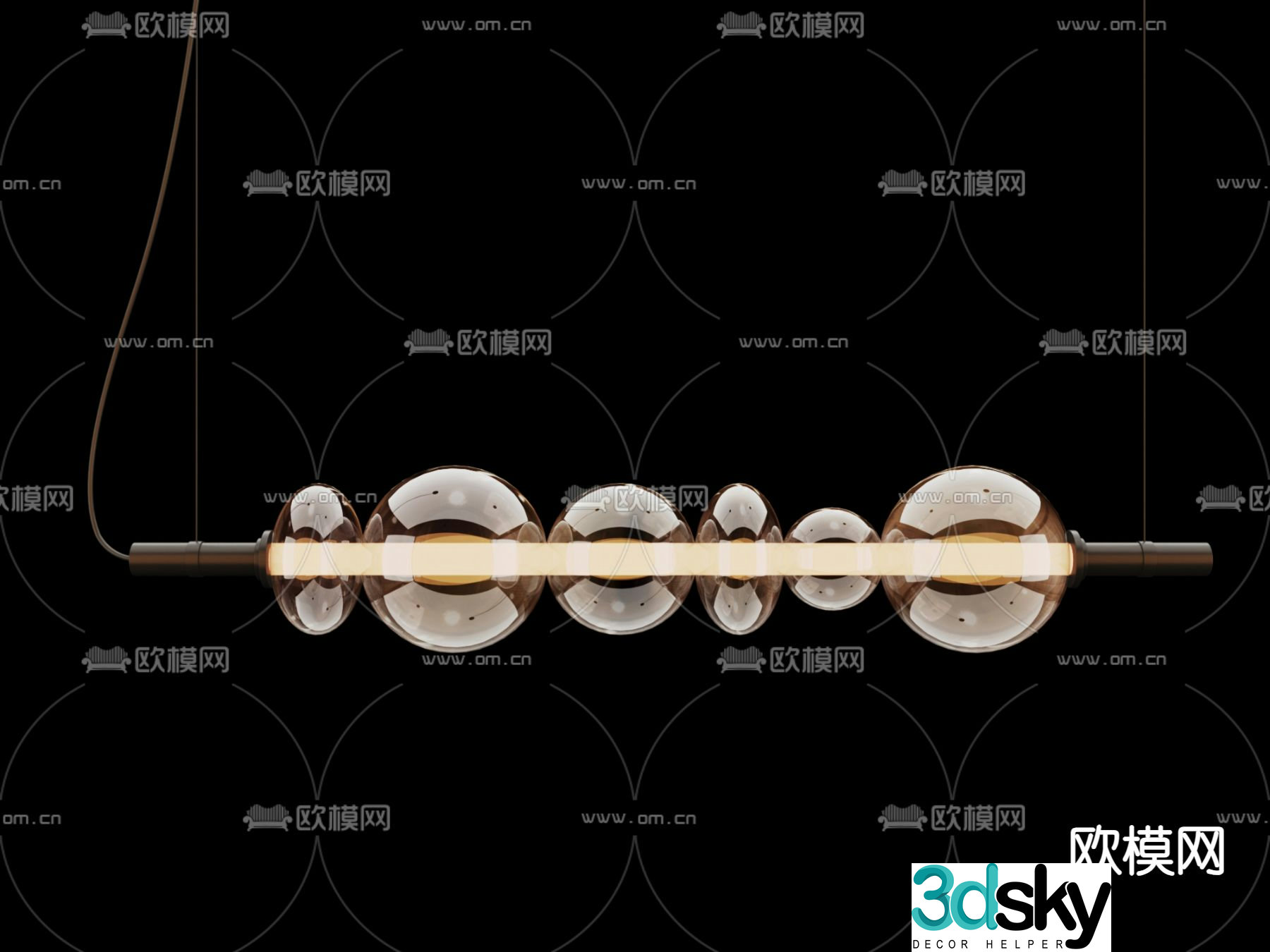 Long chandelier Restaurant chandelier 3d model