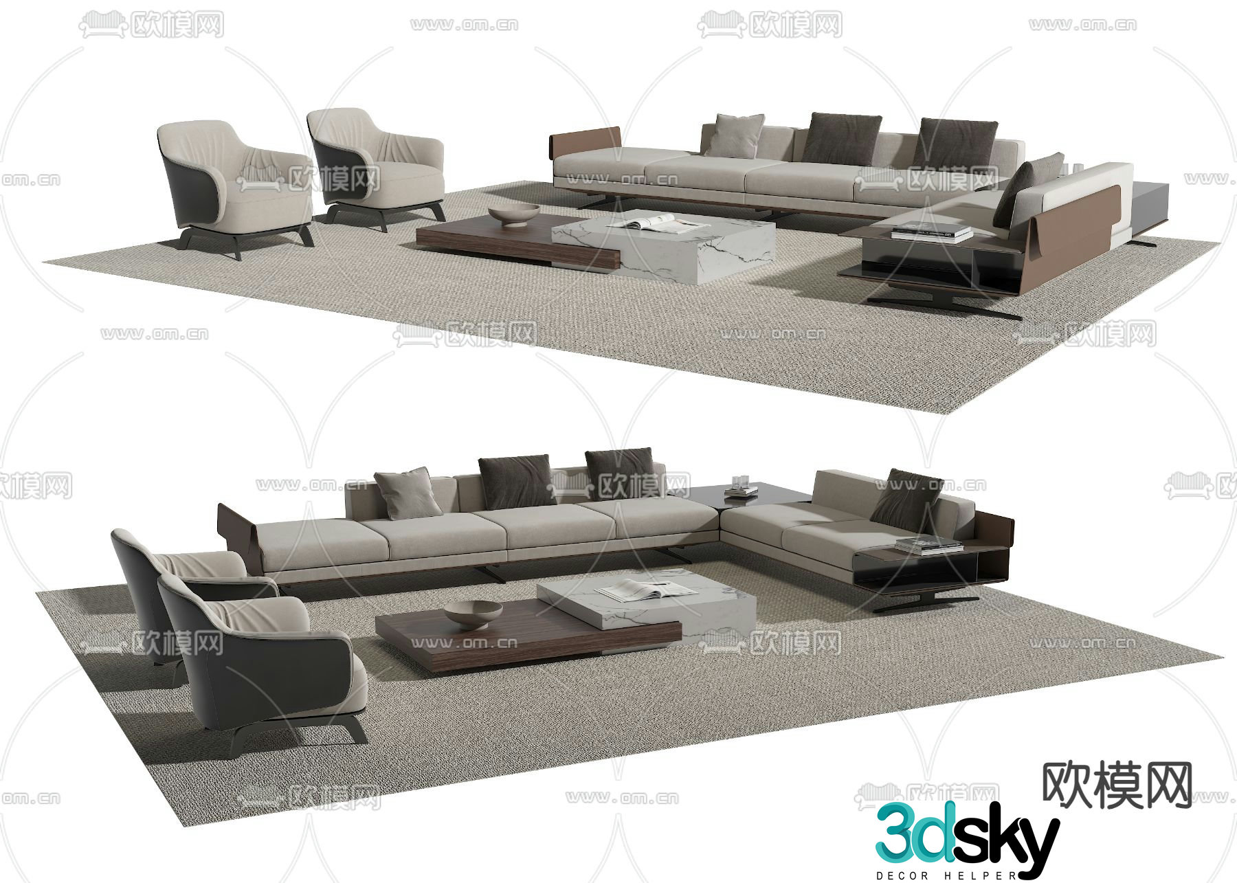 Modern sectional sofa 3d model