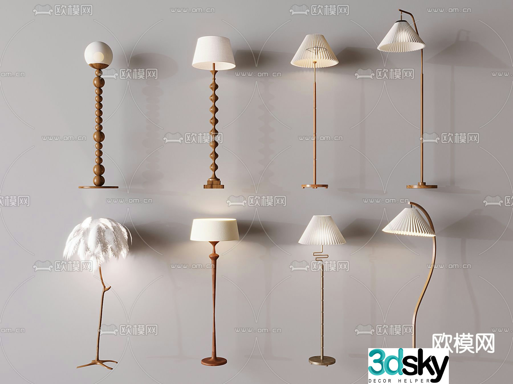 Medieval style floor lamp feather floor lamp 3d model