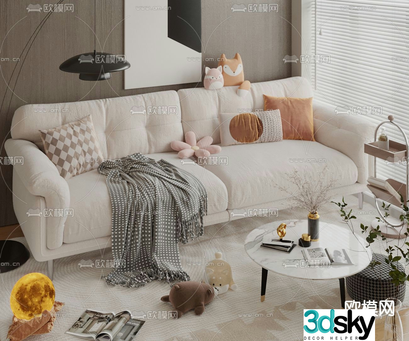Double sofa upholstered sofa 3d model