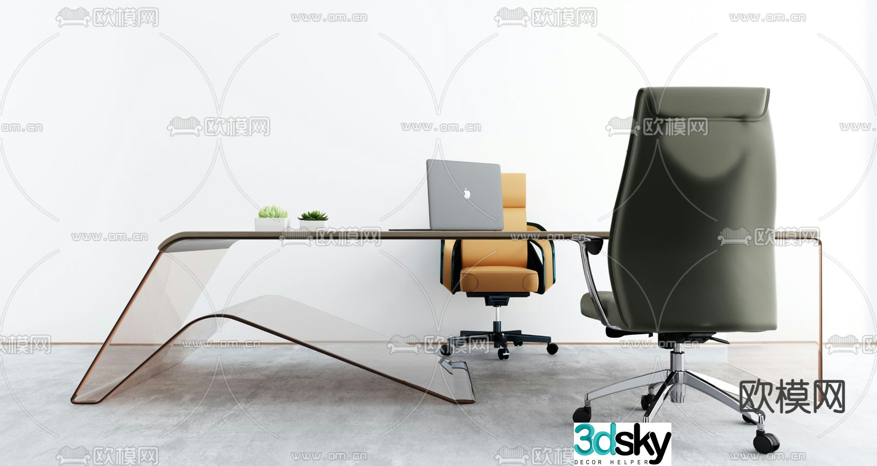 desk executive desk boss desk 3d model