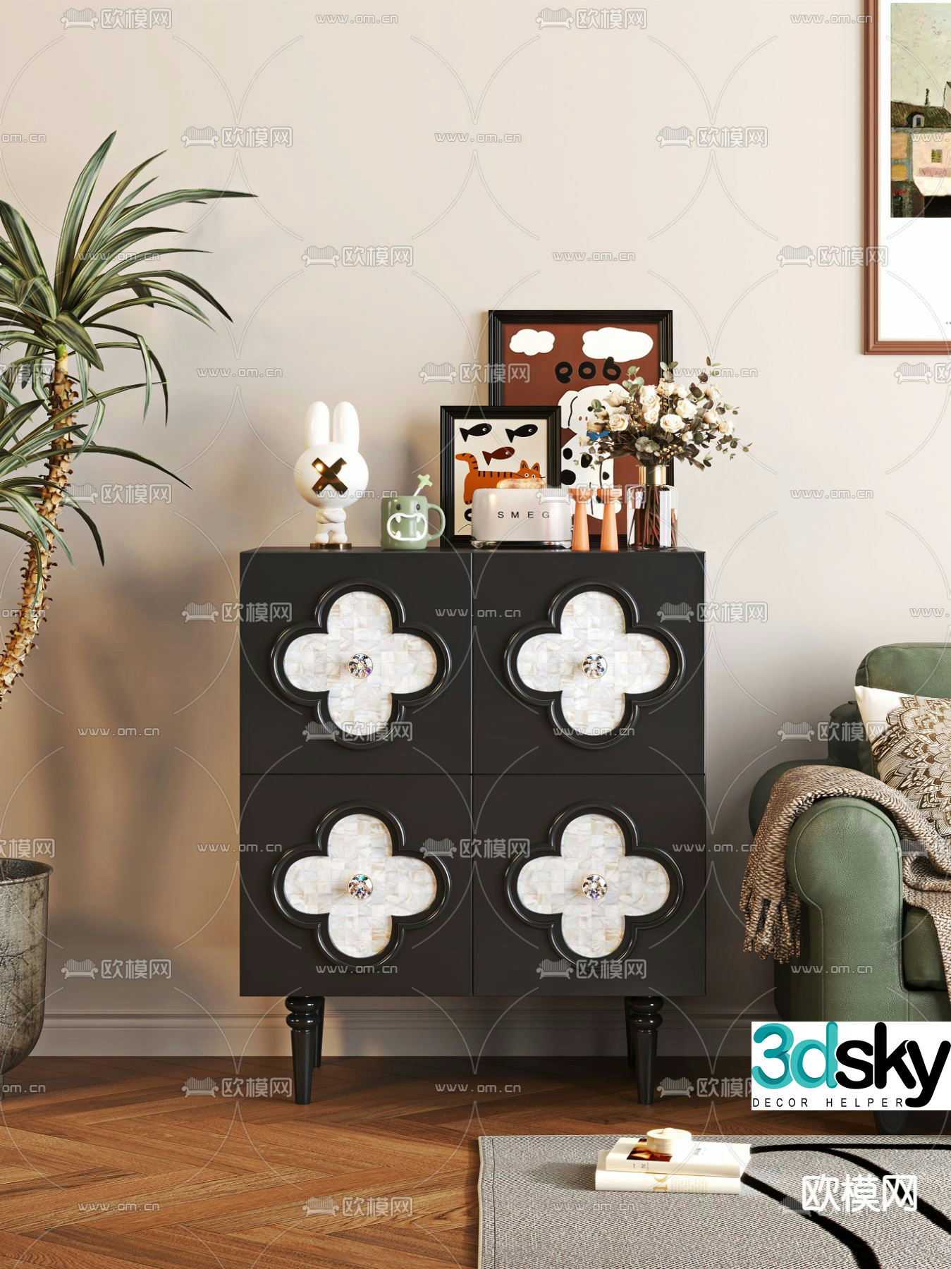 French end view cabinet entrance cabinet side cabinet 3D model