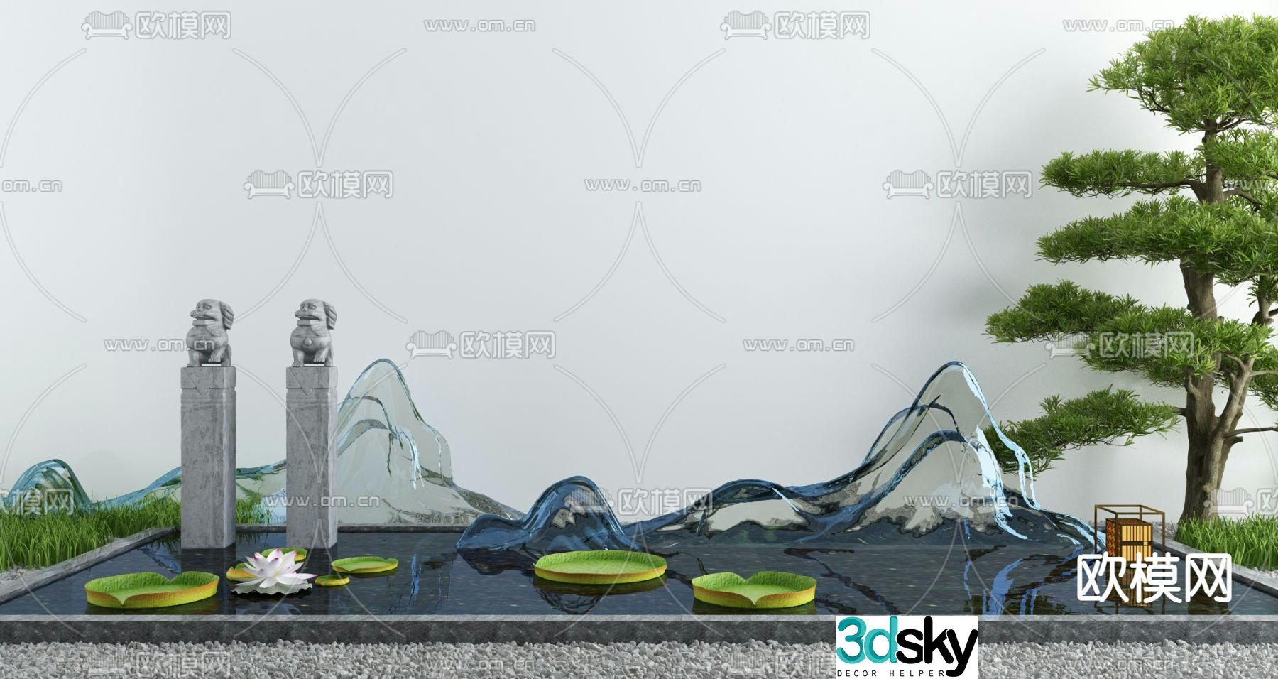 Courtyard sketch landscape sketch 3d model